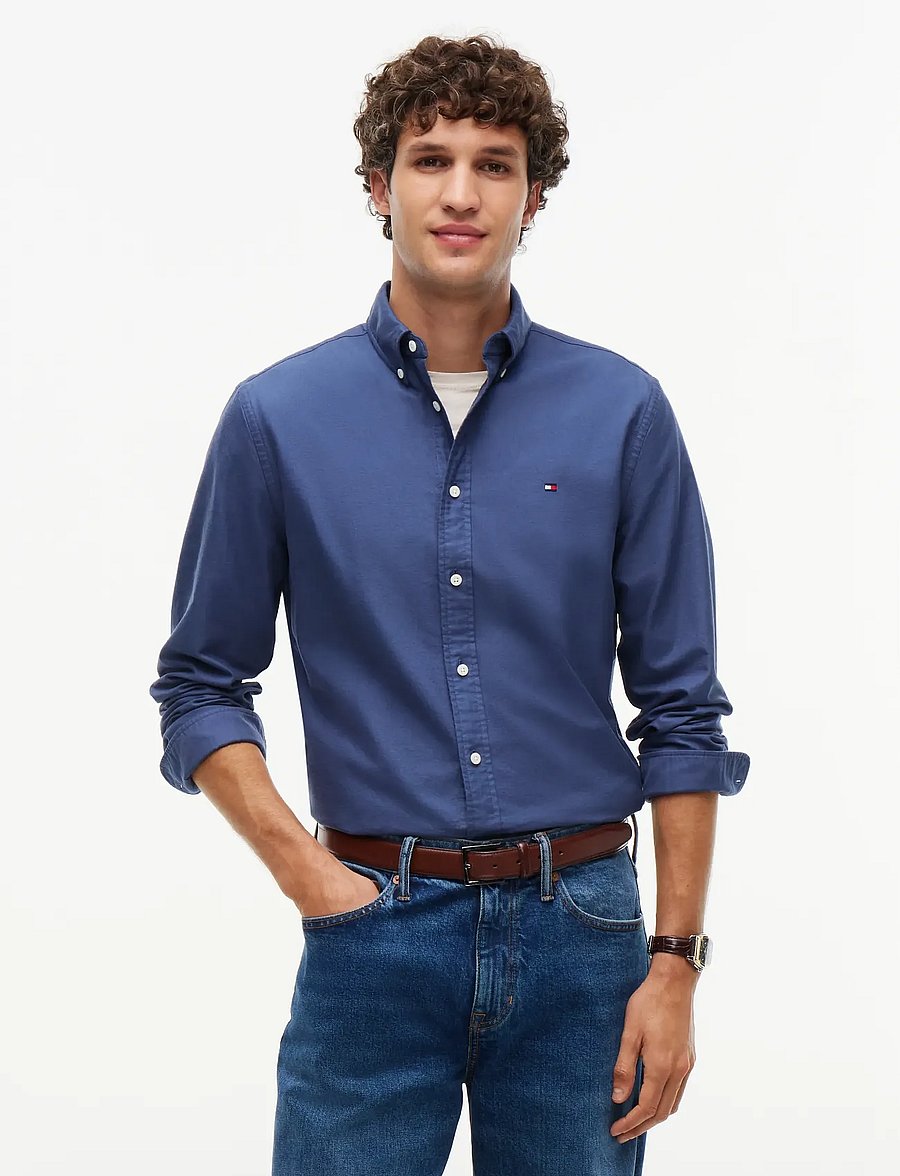 Tommy Hilfiger - SOLID HERITAGE OXFORD RF SHIRT - oxford-skjortor - aegean sea - 0
