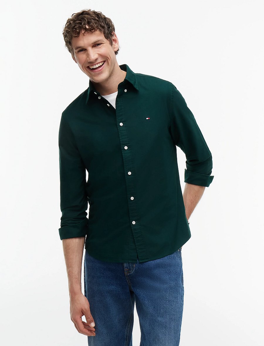 Tommy Hilfiger - SOLID HERITAGE OXFORD RF SHIRT - oxford-skjortor - hunter hunter solid - 0