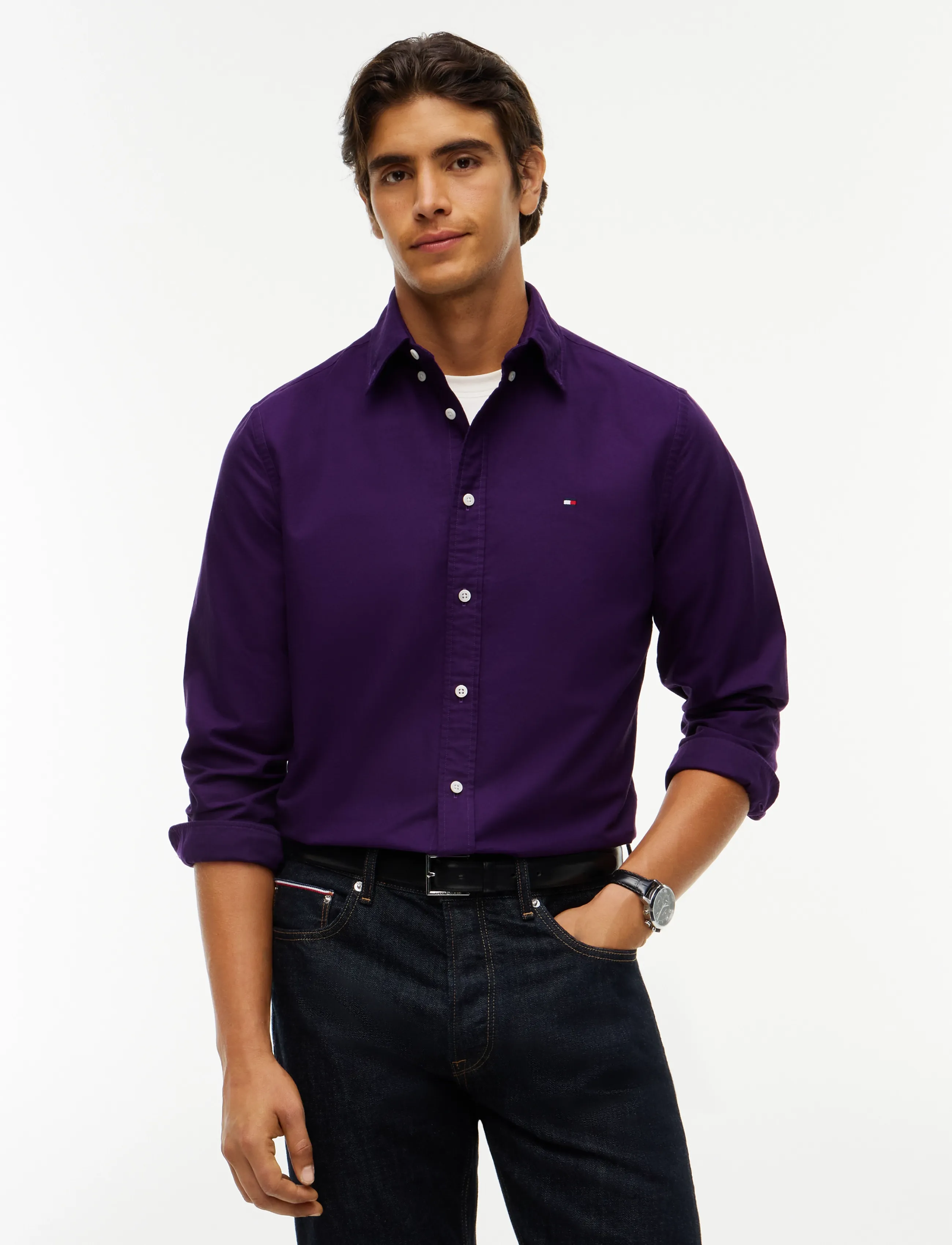 Tommy Hilfiger SOLID HERITAGE OXFORD RF SHIRT - Särgid - PURPLE SAPPHIRE / purple