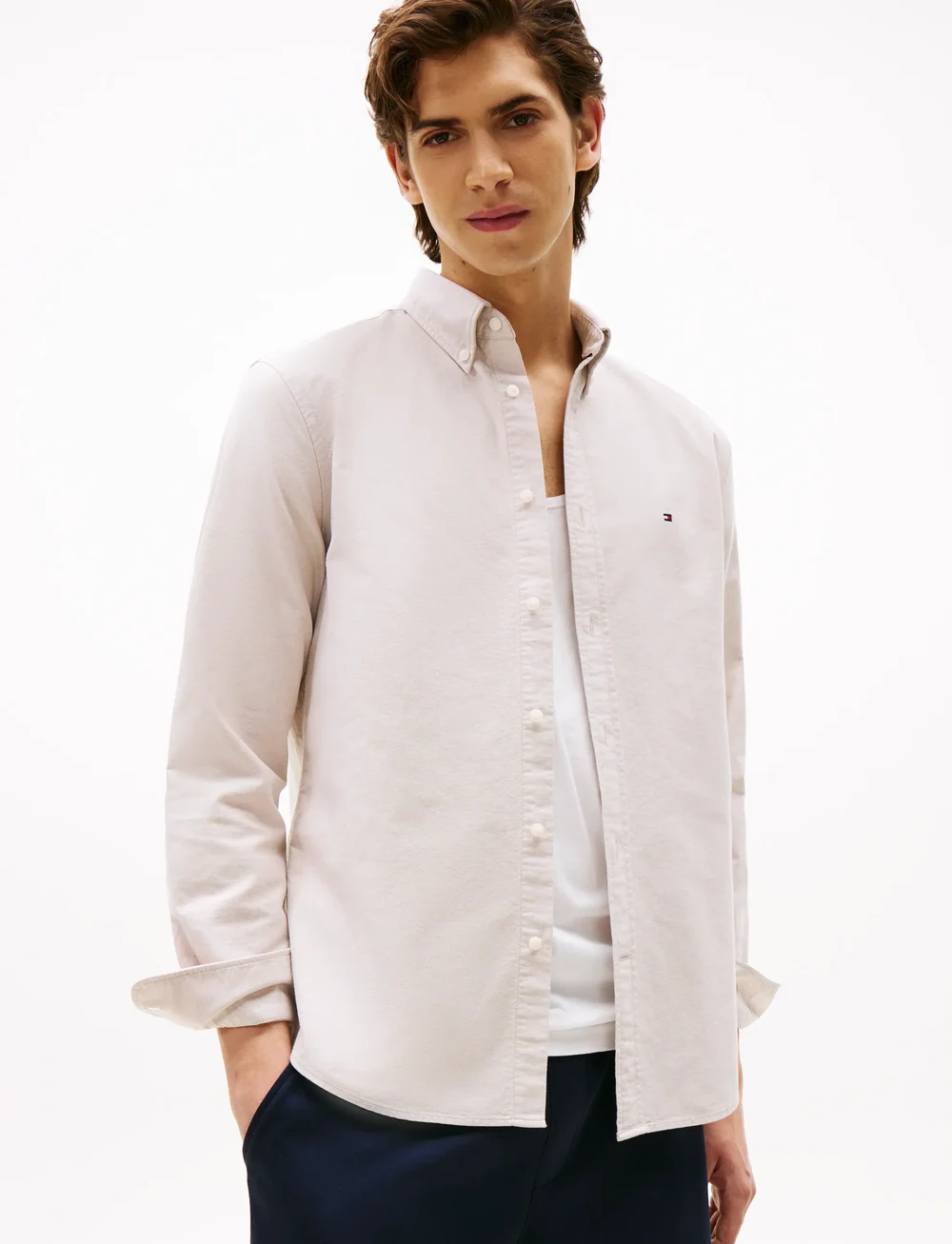 Tommy Hilfiger - SOLID HERITAGE OXFORD RF SHIRT - oxfordi särgid - safari canvas - 0