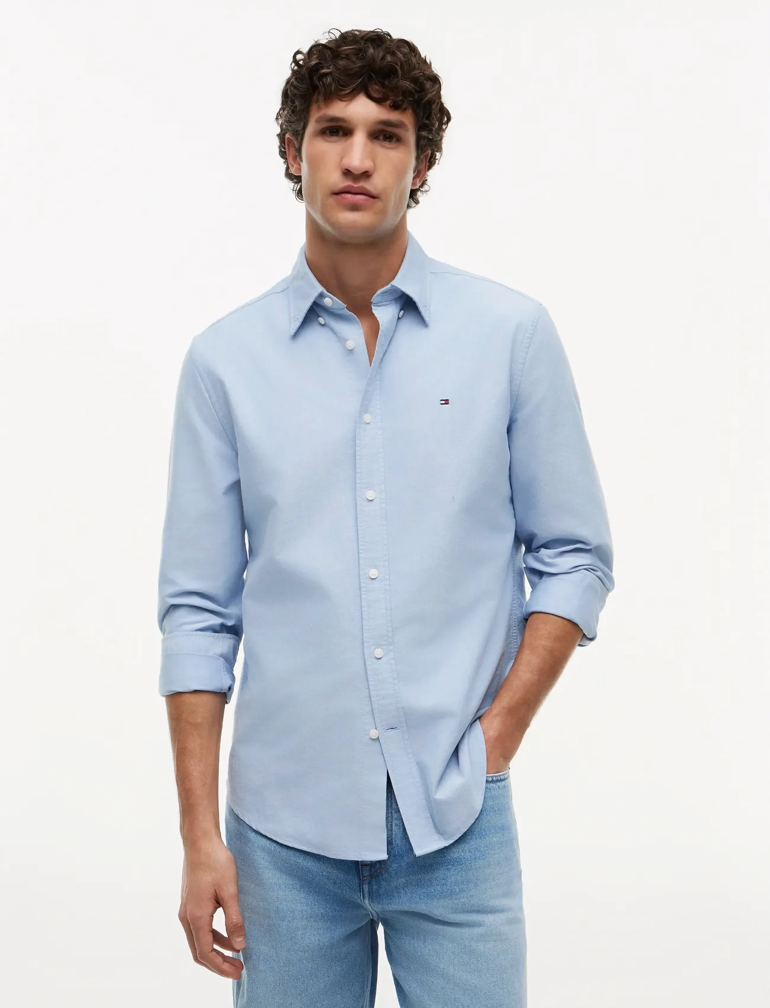 Tommy Hilfiger SOLID HERITAGE OXFORD RF SHIRT - Särgid - SHIRT BLUE / blue