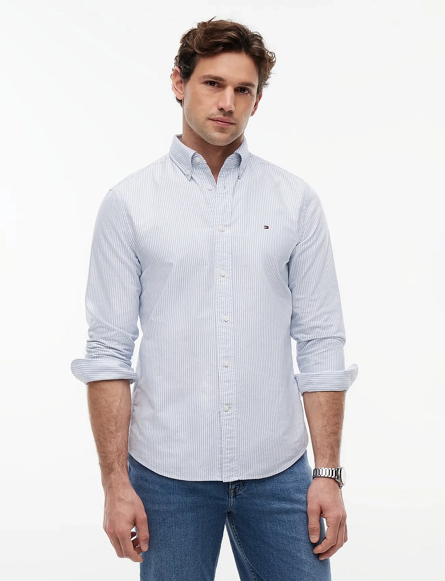 Tommy Hilfiger - HERITAGE OXFORD STRIPE RF SHIRT - gestreifte hemden - shirt blue white - 0