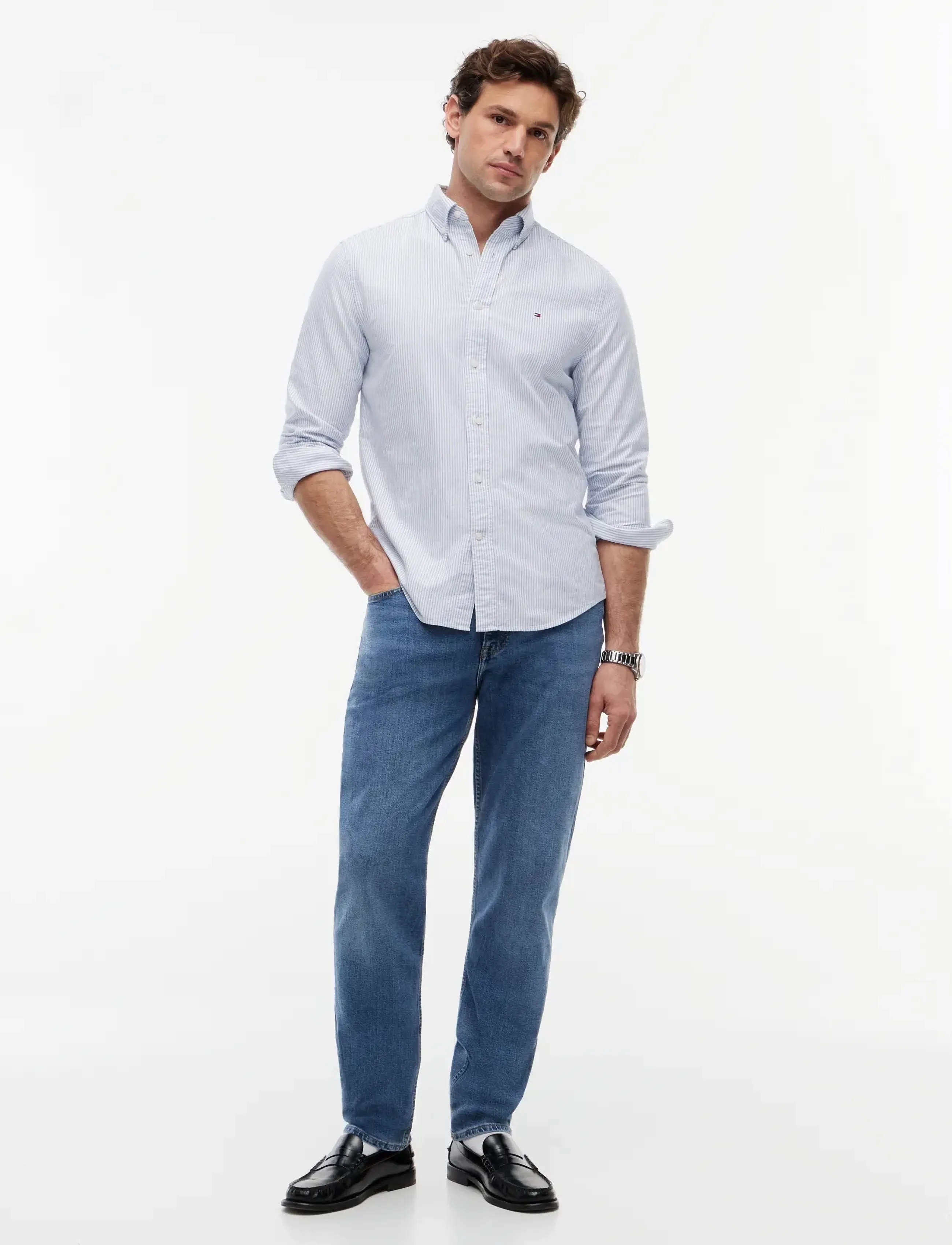 Tommy Hilfiger - HERITAGE OXFORD STRIPE RF SHIRT - gestreifte hemden - shirt blue   white - 5