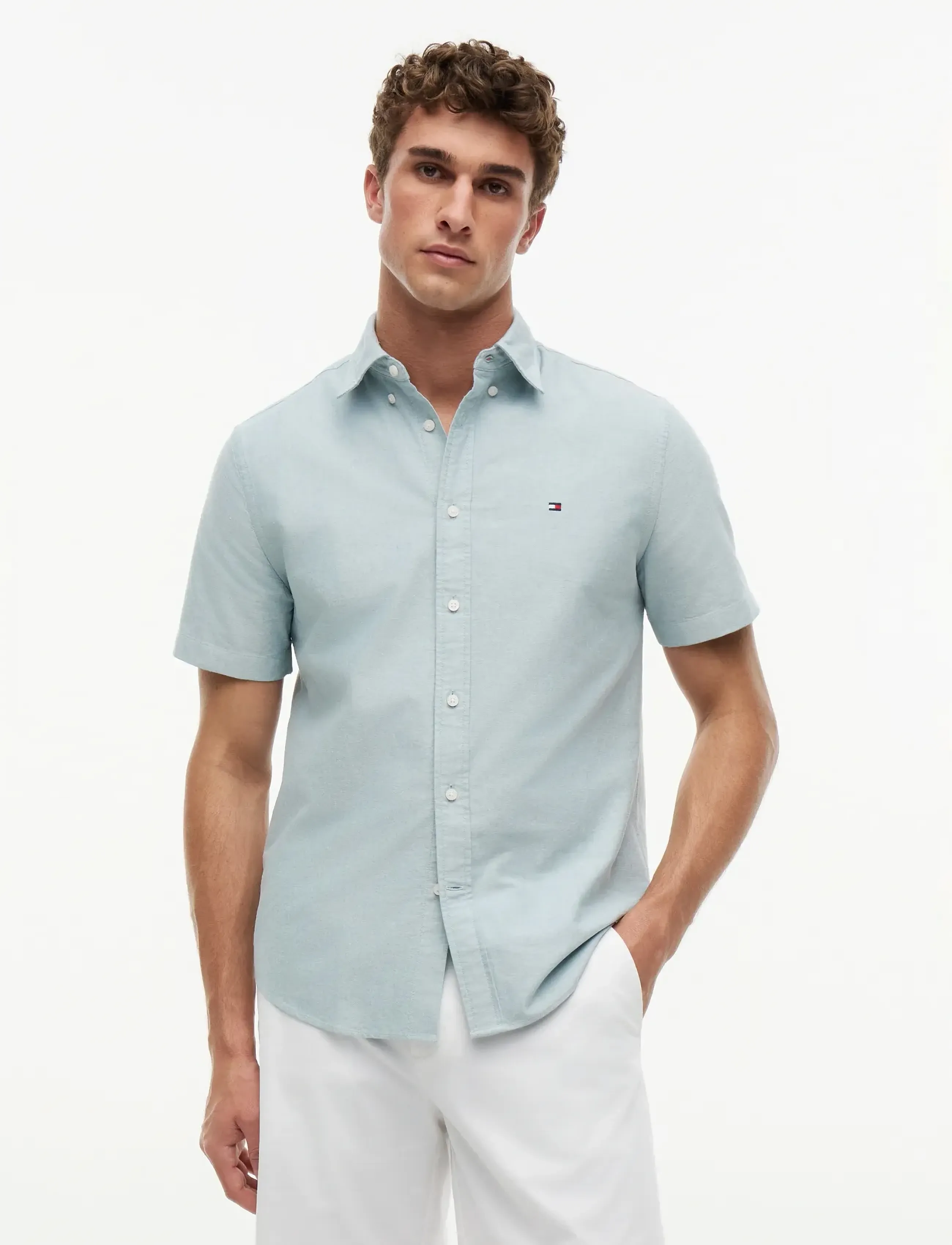 Tommy Hilfiger HERITAGE OXFORD RF SHIRT S/S - Tommy Hilfiger - ORNAMENTAL GREEN / green