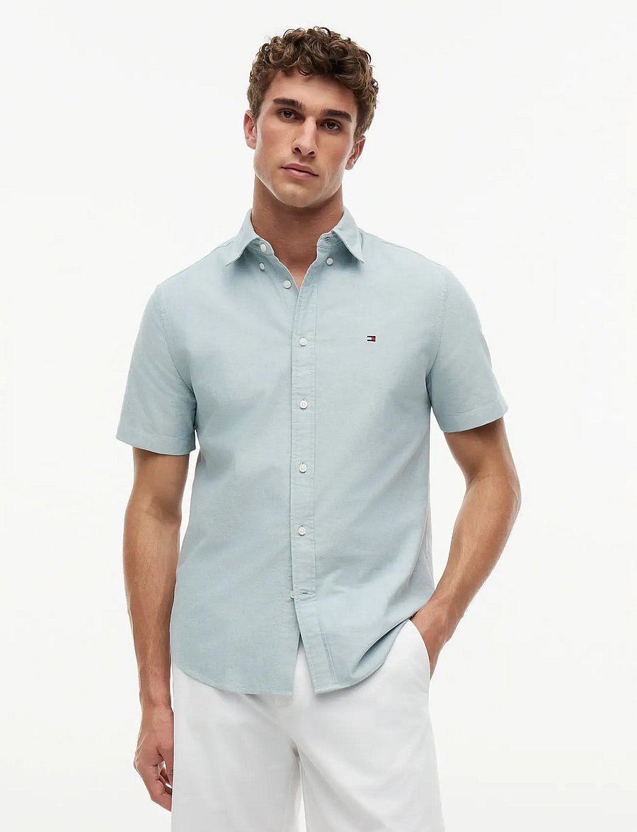 Tommy Hilfiger - HERITAGE OXFORD RF SHIRT S/S - kortärmade skjortor - ornamental green - 0