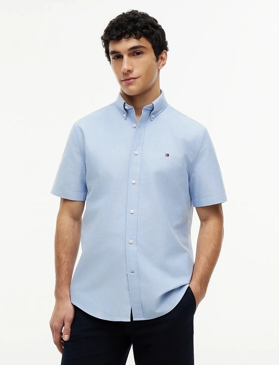 Tommy Hilfiger - HERITAGE OXFORD RF SHIRT S/S - kortærmede skjorter - shirt blue - 0