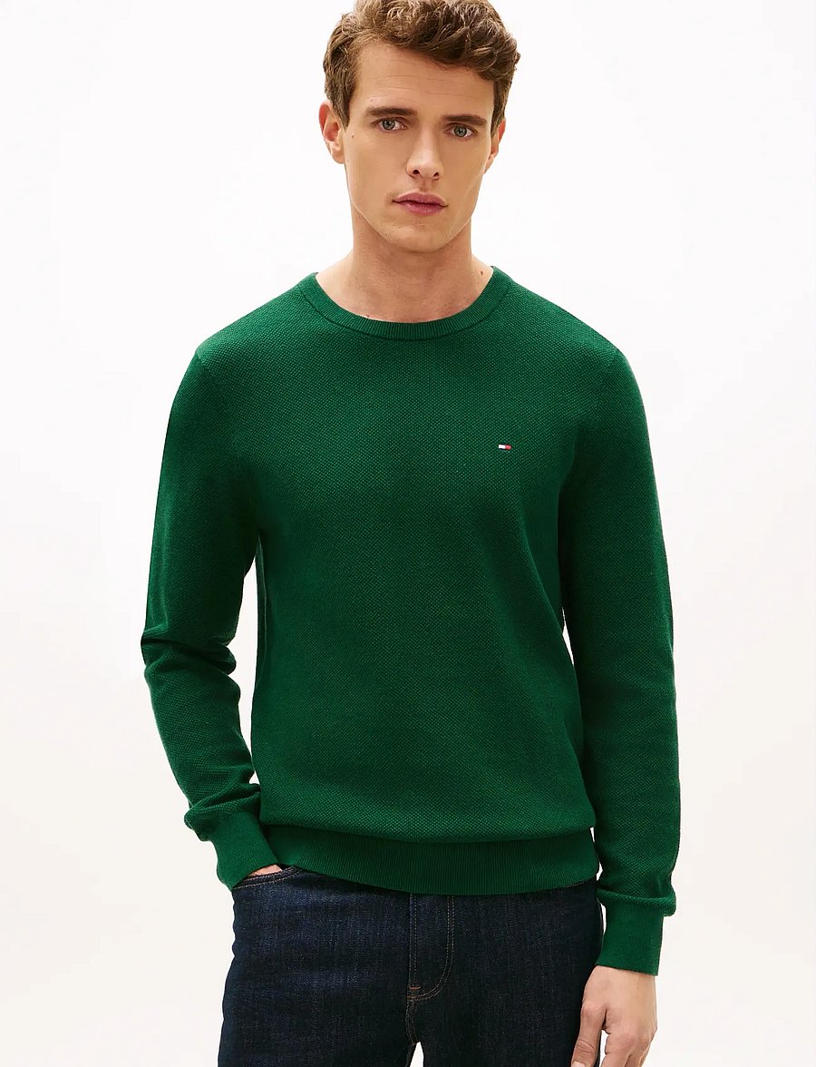Tommy Hilfiger - ESSENTIAL STRUCTURE CREW NECK - Ümara kaelusega - ornamental green heather - 0