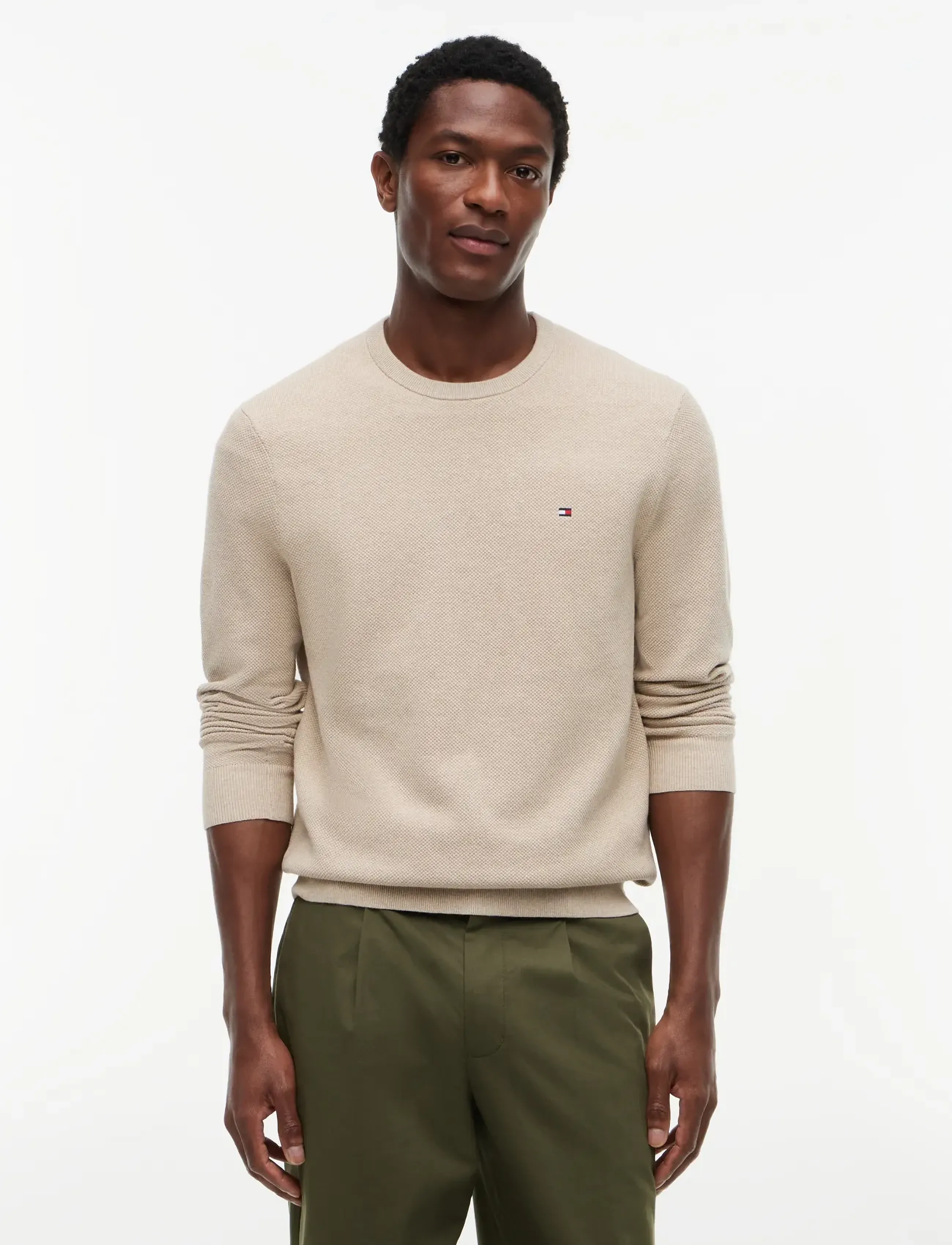 Tommy Hilfiger ESSENTIAL STRUCTURE CREW NECK - Tommy Hilfiger - BATIQUE KHAKI HEATHER / beige