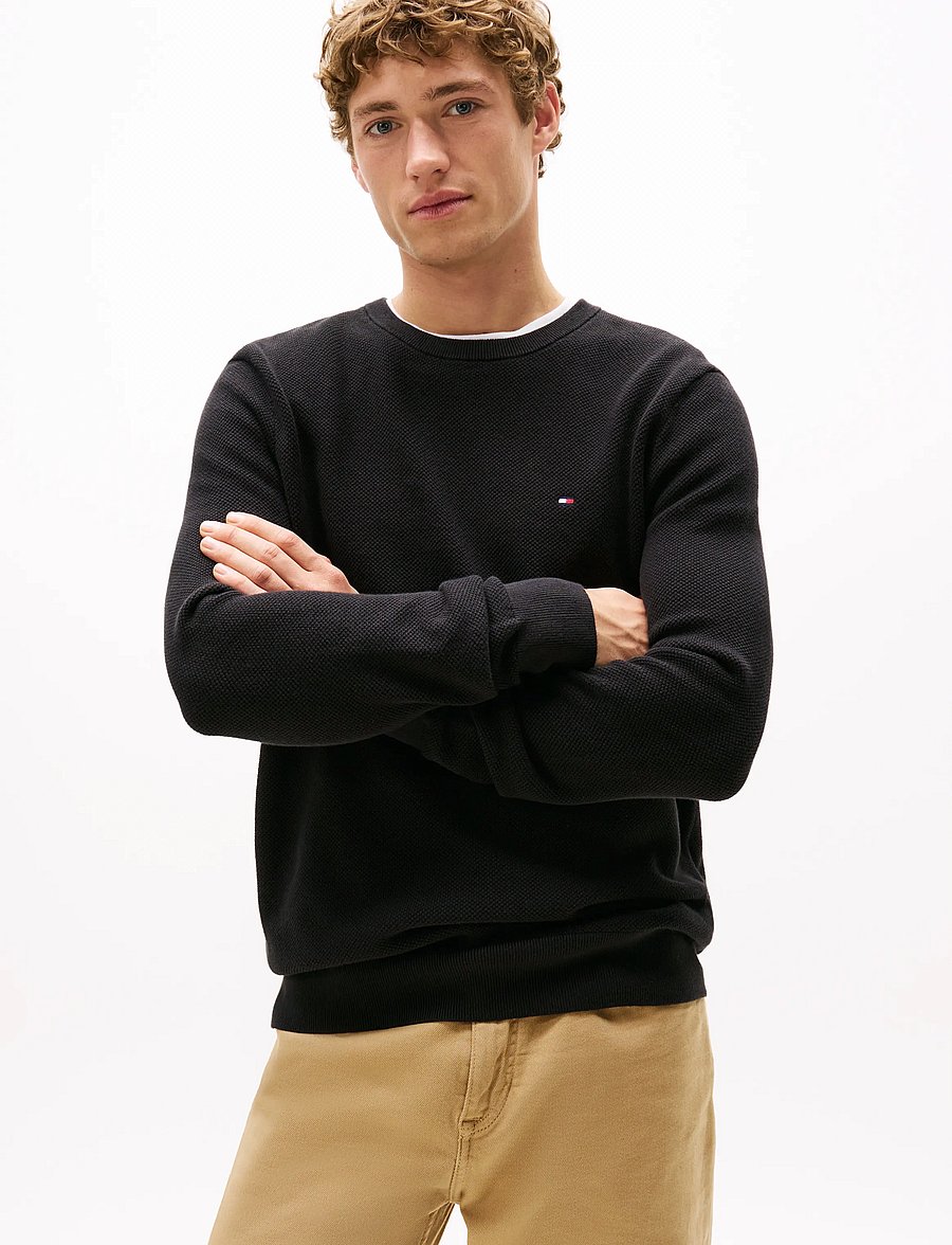 Tommy Hilfiger - ESSENTIAL STRUCTURE CREW NECK - round necks - black - 0
