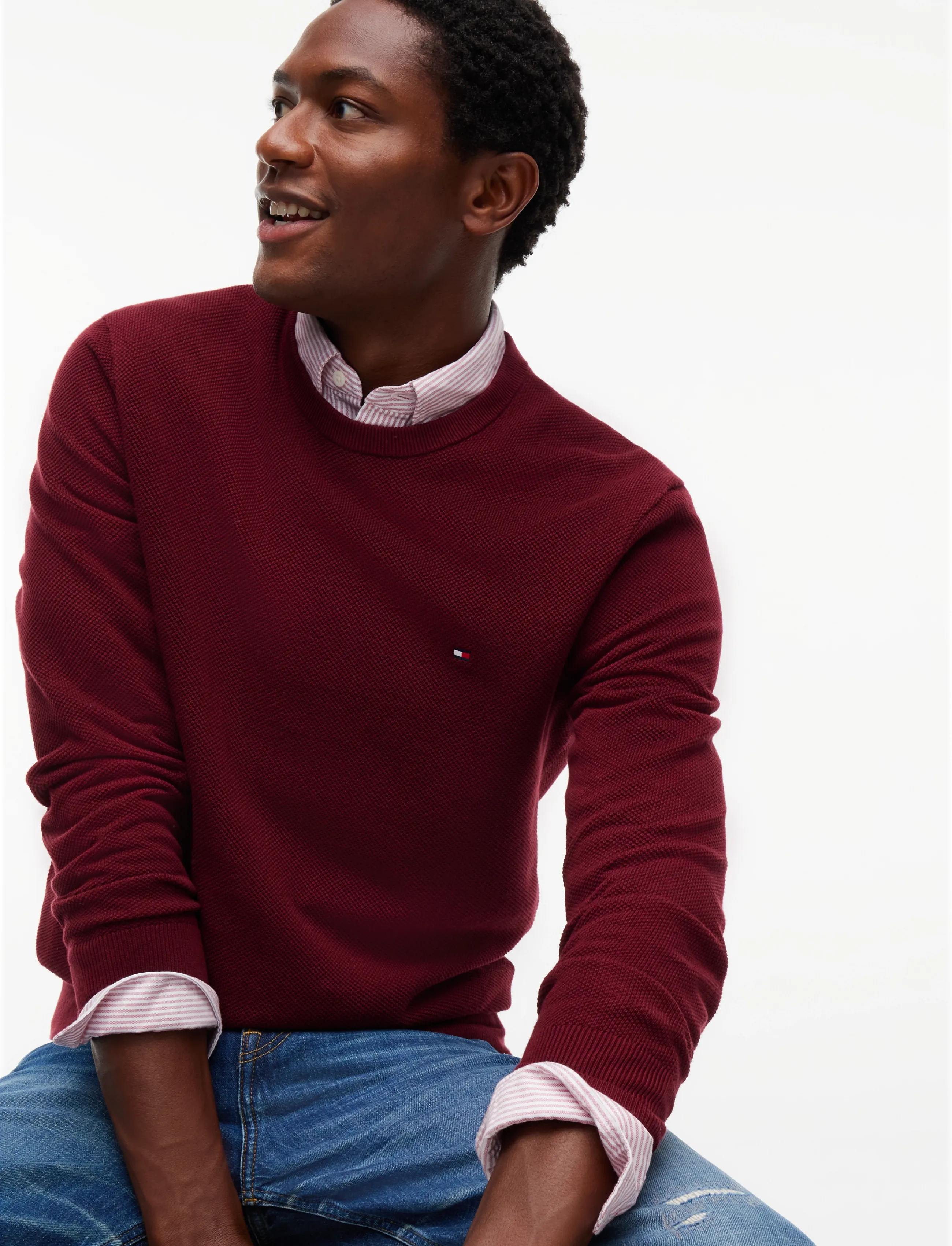 Tommy Hilfiger - ESSENTIAL STRUCTURE CREW NECK - rund hals - burgundy - 4