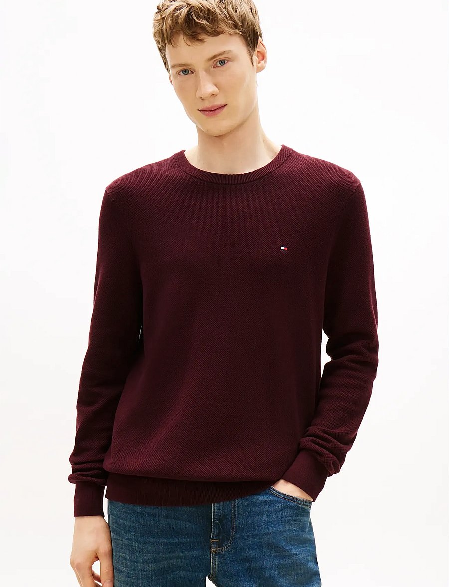 Tommy Hilfiger - ESSENTIAL STRUCTURE CREW NECK - Ümara kaelusega - deep burgundy - 0