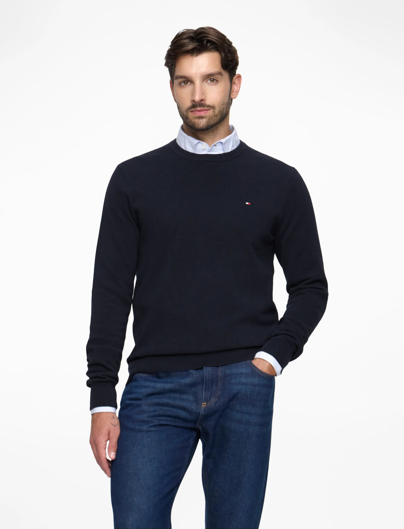 Tommy Hilfiger - ESSENTIAL STRUCTURE CREW NECK - round necks - navy blue - 0
