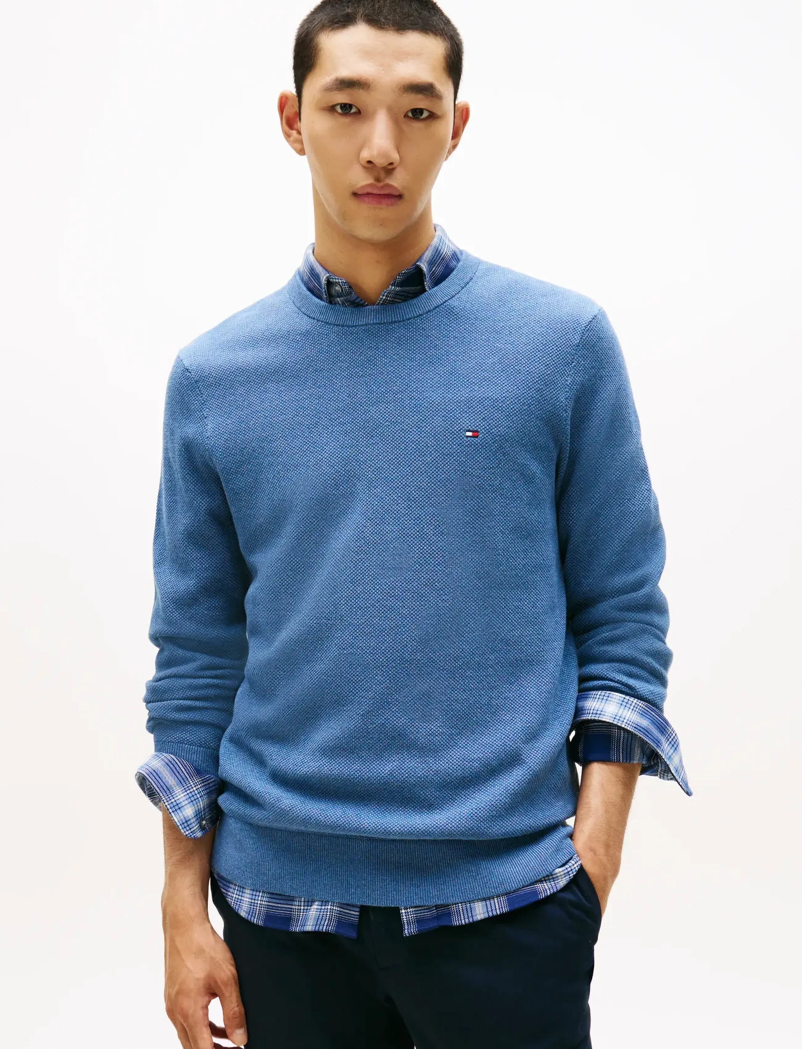 Tommy Hilfiger ESSENTIAL STRUCTURE CREW NECK - Preppy - PETROL BLUE HEATHER / blue