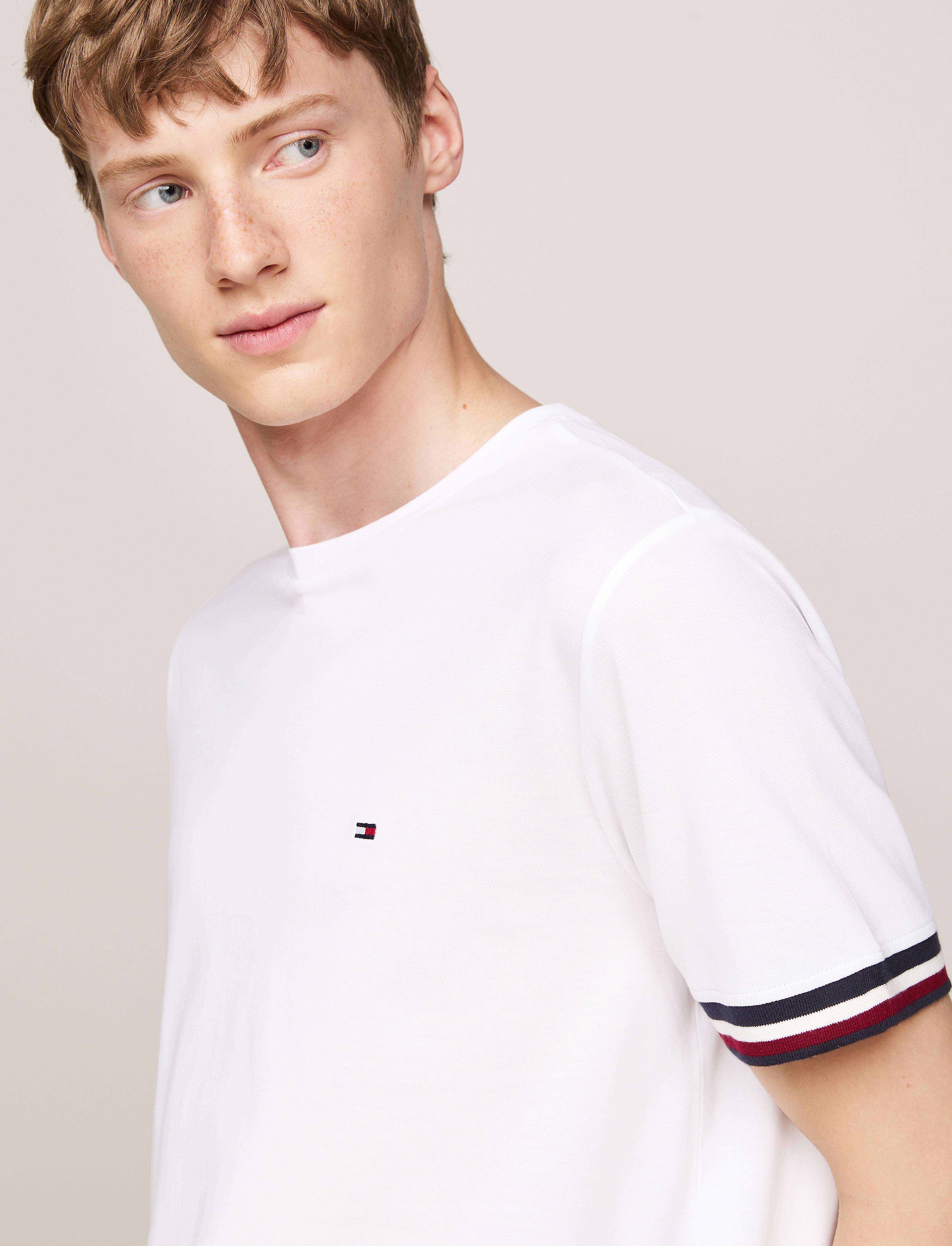 Tommy Hilfiger - GLOBAL STRIPE CUFF PIQUE TEE - white - 1