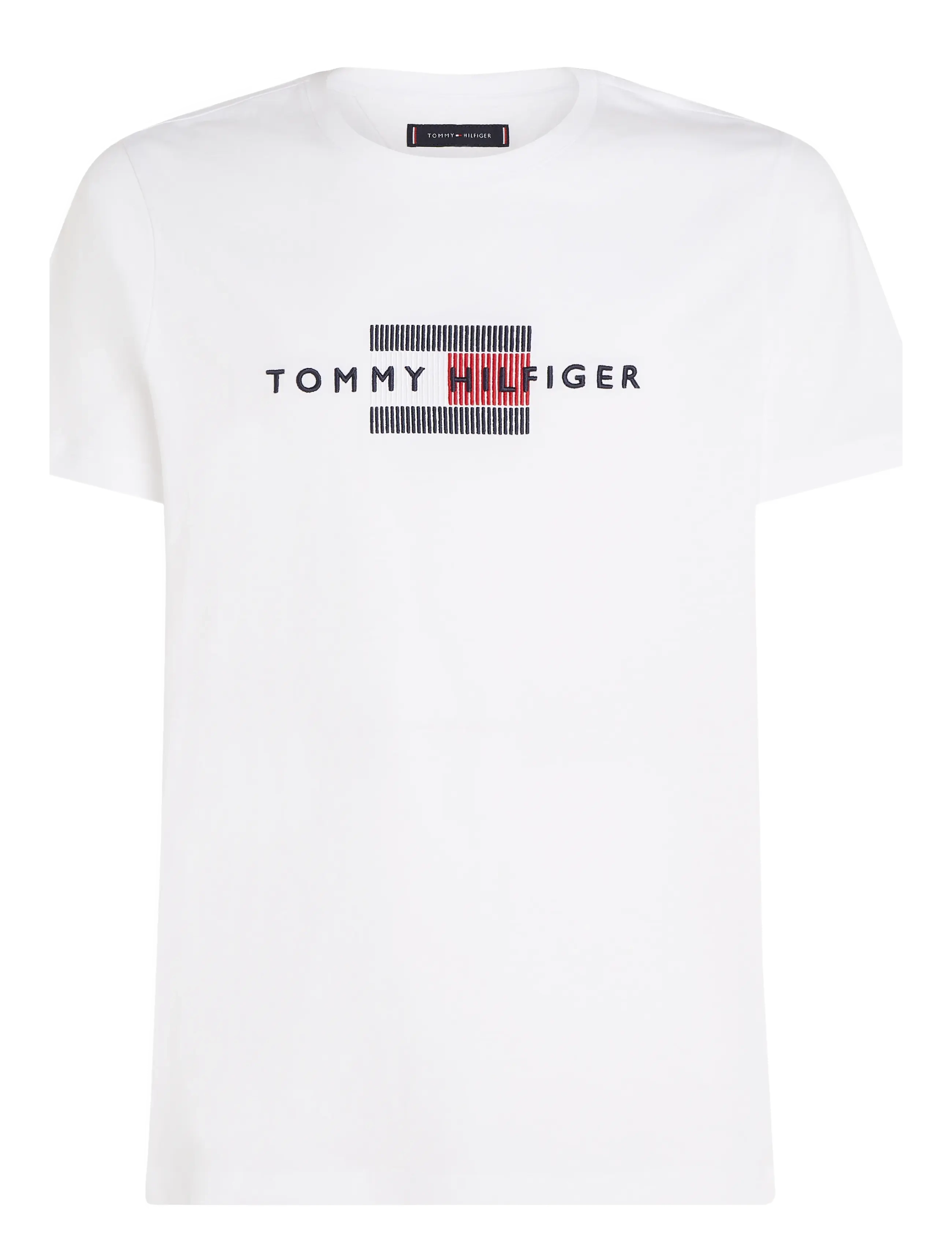 HILFIGER FLAG EMBRO TEE - WHITE