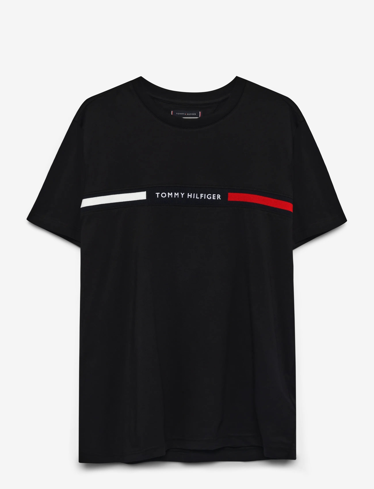 Tommy Hilfiger - HILFIGER CHEST INSERT TEE - höstkläder - black - 0