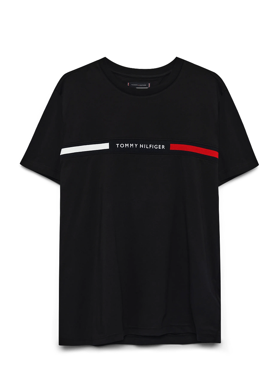 Tommy Hilfiger - HILFIGER CHEST INSERT TEE - kurzärmelige t-shirts - black - 2