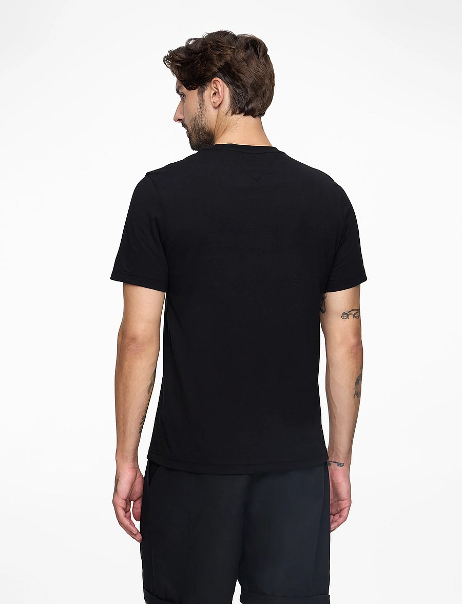 Tommy Hilfiger - HILFIGER CHEST INSERT TEE - kurzärmelige t-shirts - black - 5