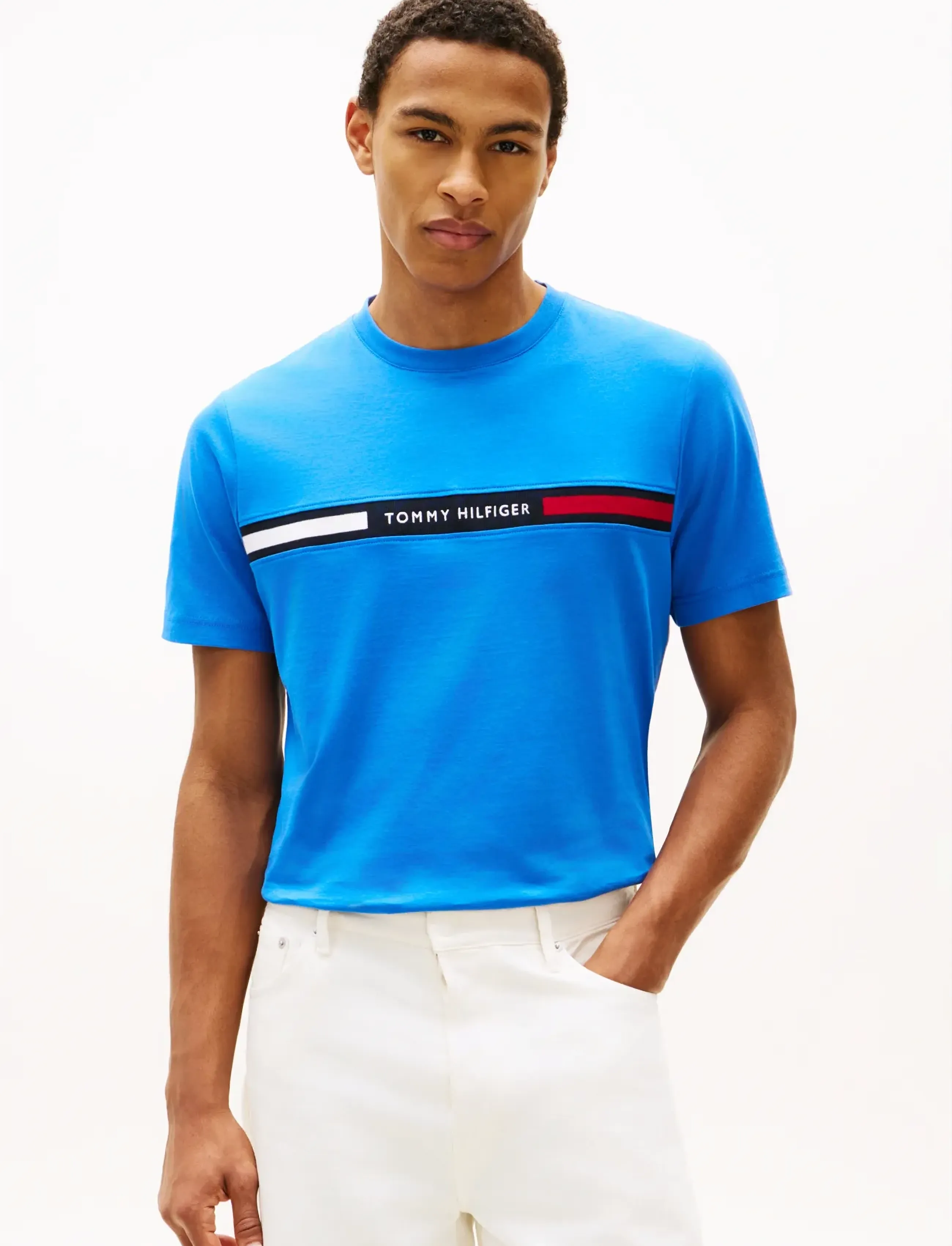 Tommy Hilfiger HILFIGER CHEST INSERT TEE - Clothing - BLUE ORBIT / blue