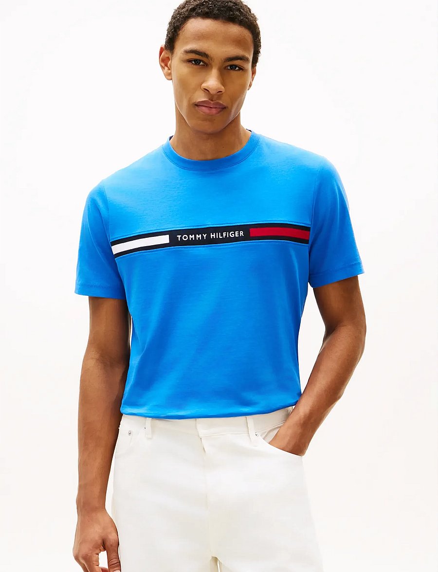 Tommy Hilfiger - HILFIGER CHEST INSERT T-SHIRT - short-sleeved t-shirts - blue orbit - 0