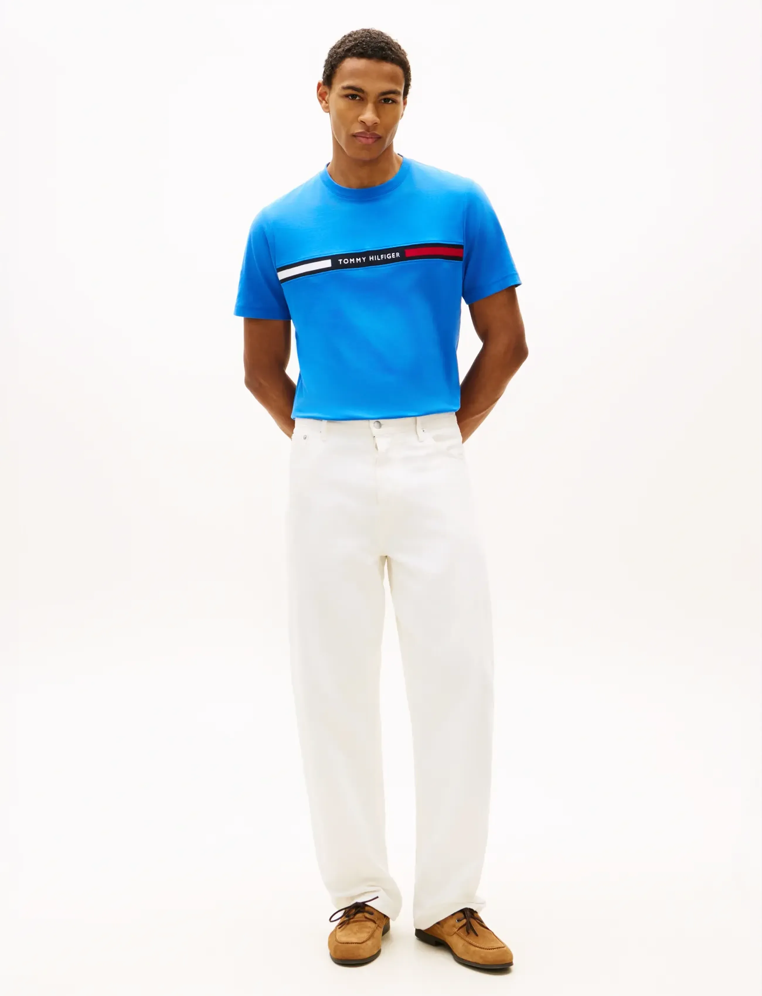 Tommy Hilfiger - HILFIGER CHEST INSERT TEE - short-sleeved t-shirts - blue orbit - 3