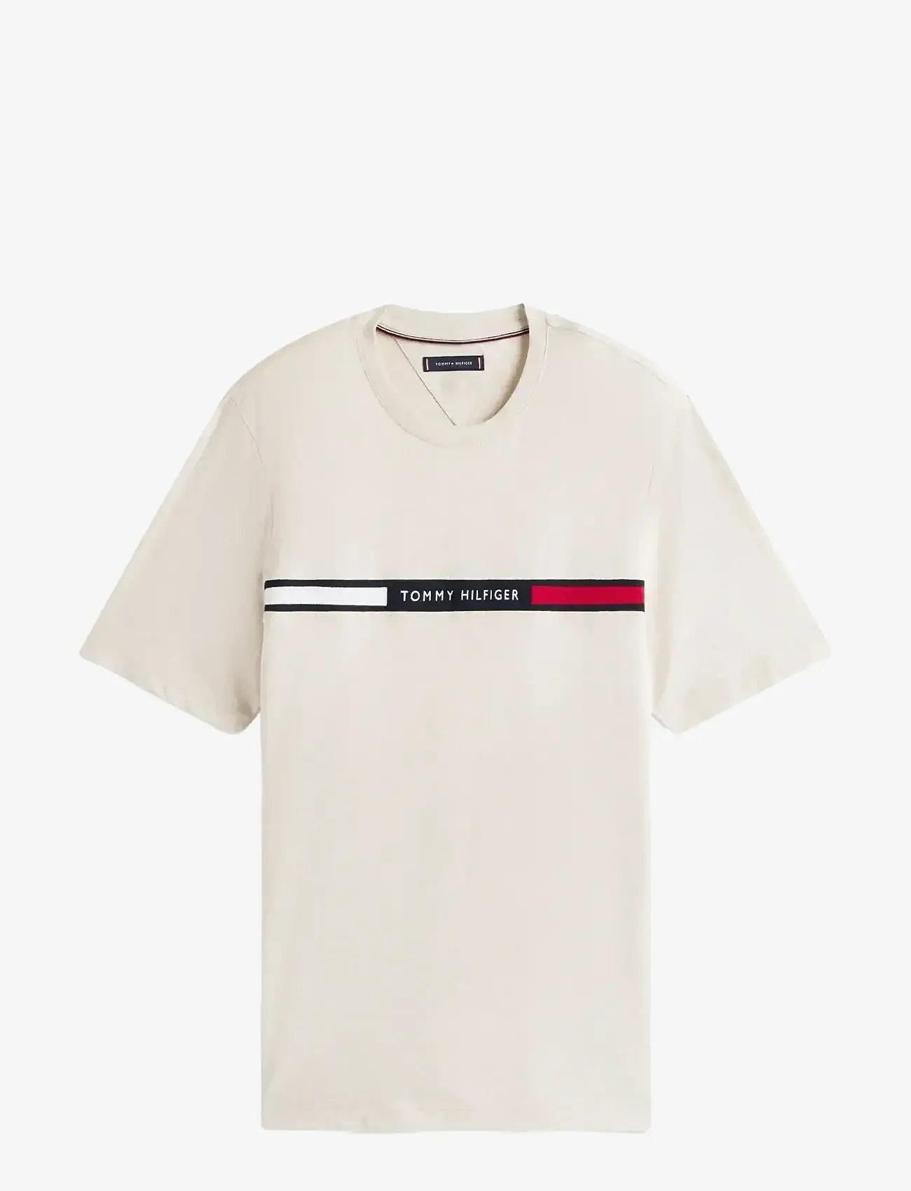 Tommy Hilfiger - HILFIGER CHEST INSERT TEE - kortærmede t-shirts - heathered oatmilk - 1