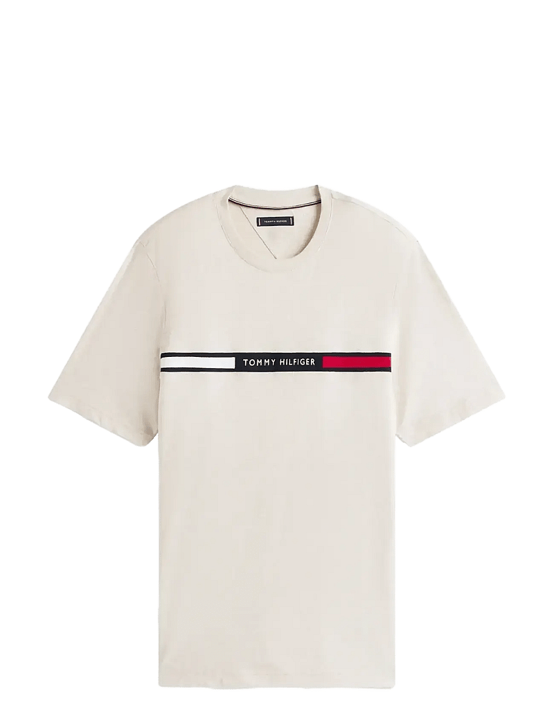 Tommy Hilfiger - HILFIGER CHEST INSERT TEE - kortærmede t-shirts - heathered oatmilk - 1