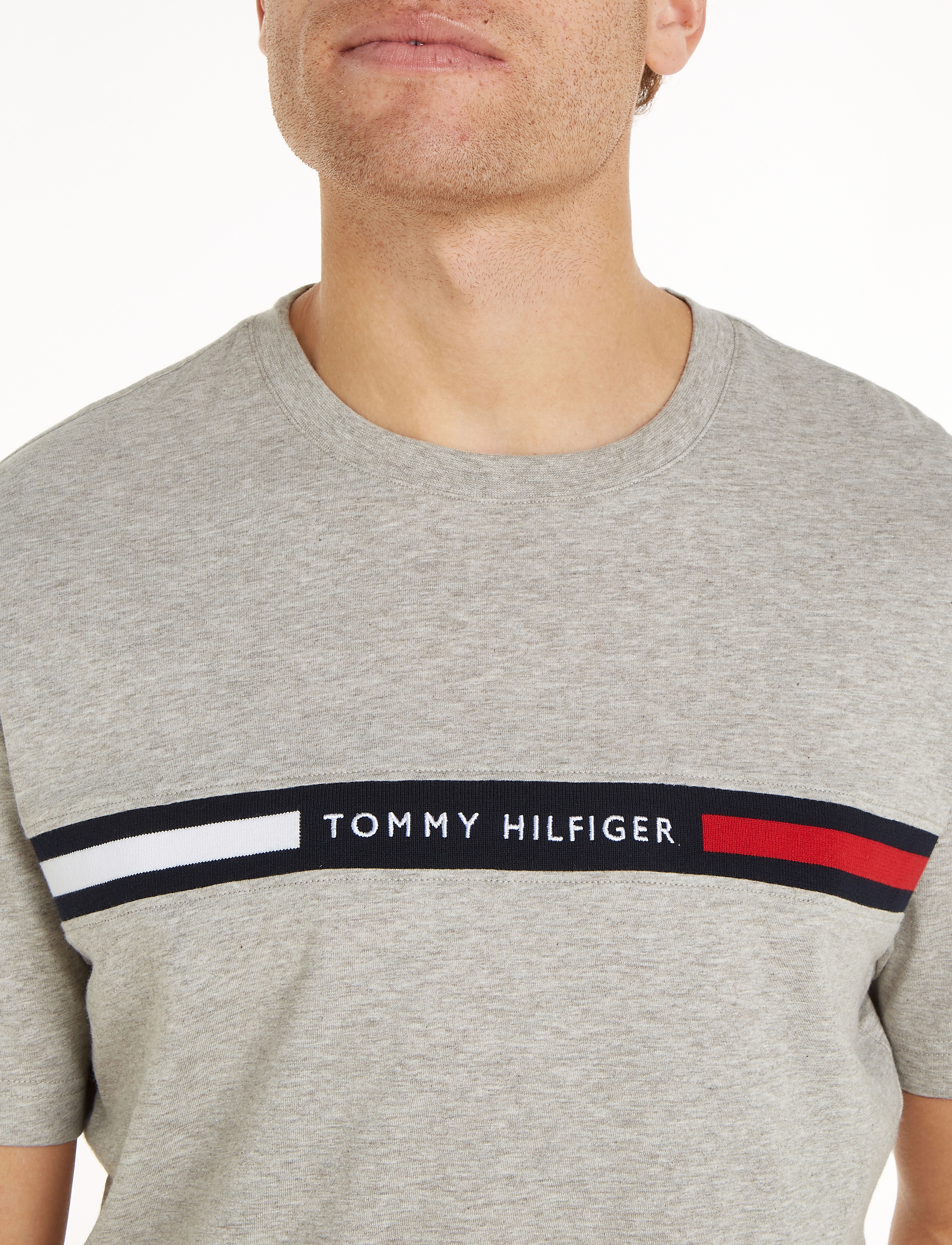 Tommy Hilfiger - HILFIGER CHEST INSERT TEE - laveste priser - heathered pebble - 3