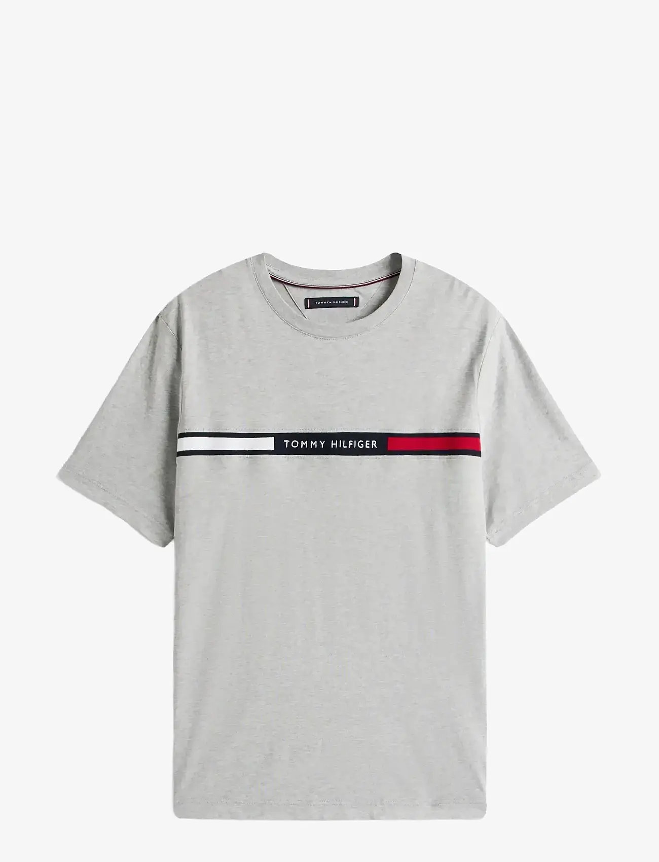 Tommy Hilfiger - HILFIGER CHEST INSERT TEE - kortærmede t-shirts - light grey heather - 1
