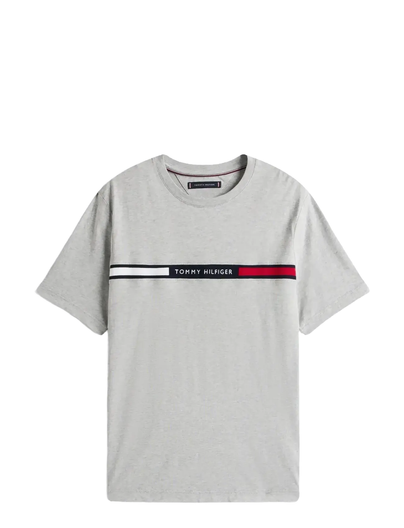 HILFIGER CHEST INSERT TEE - LIGHT GREY HEATHER