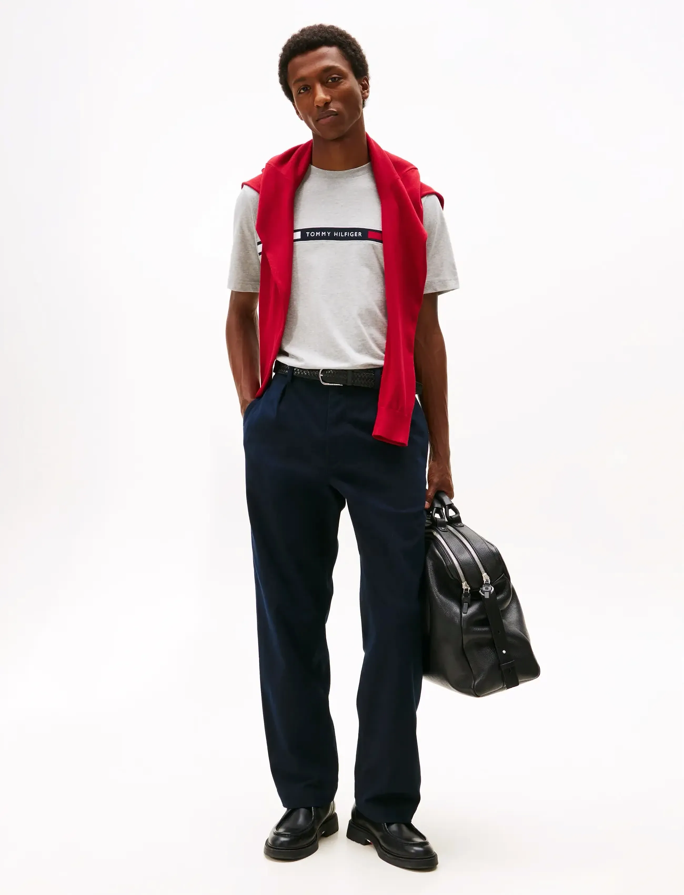 Tommy Hilfiger - HILFIGER CHEST INSERT TEE - short-sleeved t-shirts - light grey heather - 2