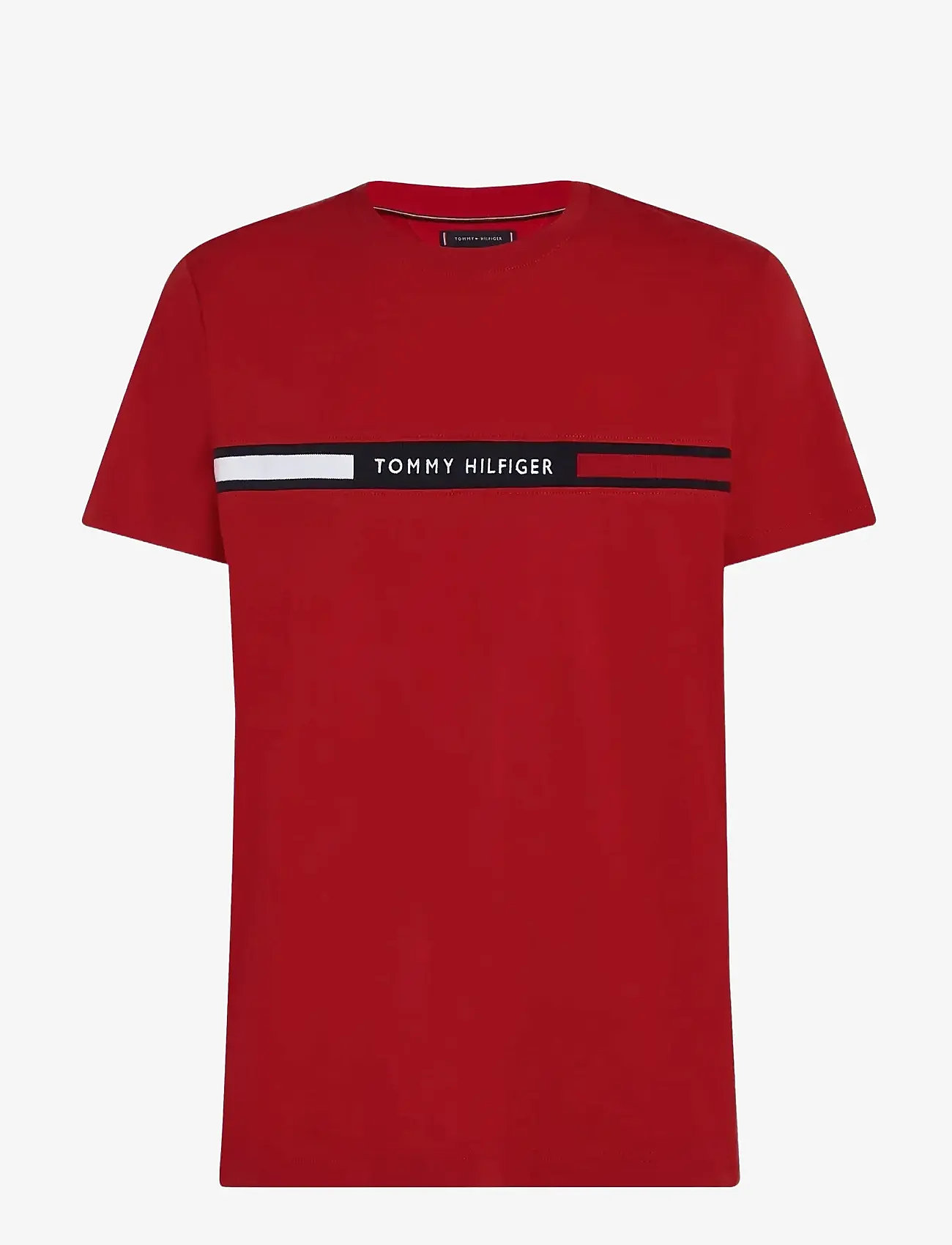 Tommy Hilfiger - HILFIGER CHEST INSERT TEE - kortærmede t-shirts - medium red - 1