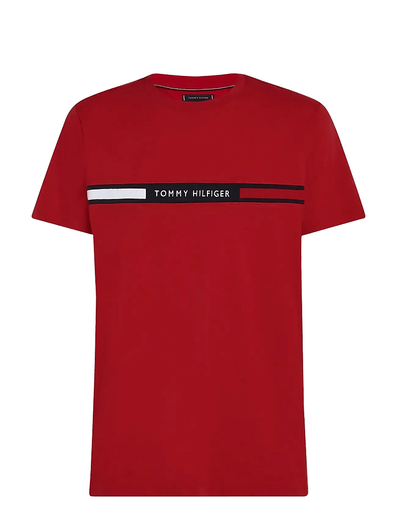 Tommy Hilfiger - HILFIGER CHEST INSERT TEE - kortærmede t-shirts - medium red - 1