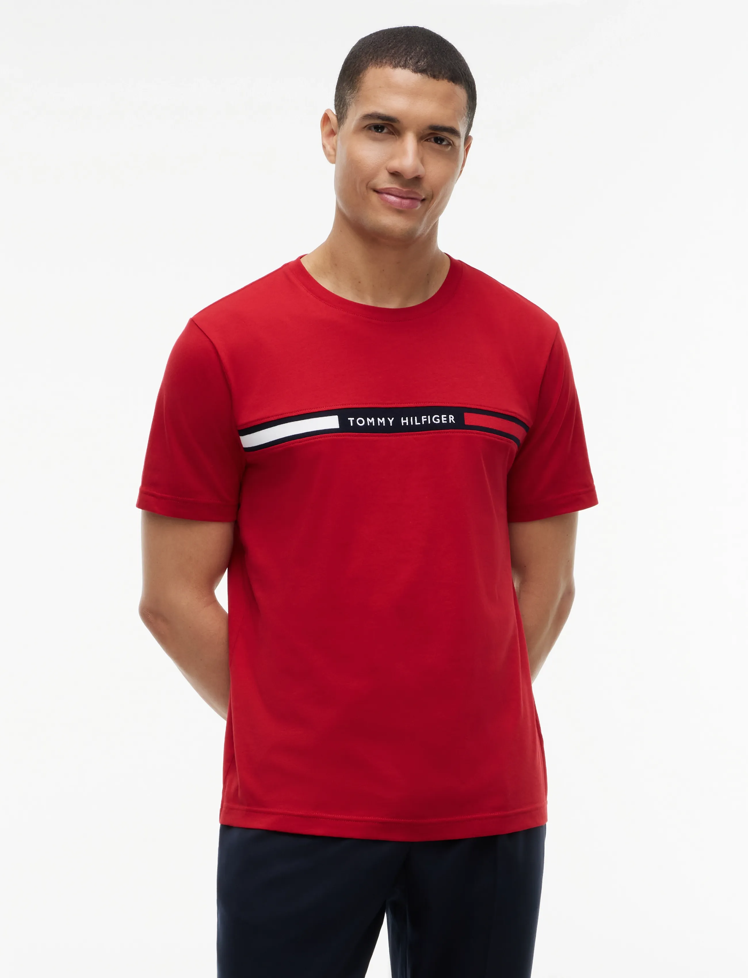 Tommy Hilfiger Chest Insert T-Shirt, L, T-shirts, Rot - Short-sleeved, Männerswear