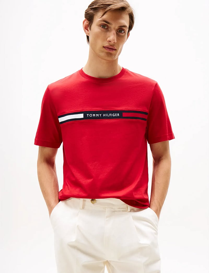 Tommy Hilfiger - HILFIGER CHEST INSERT TEE - lyhythihaiset - medium red - 0