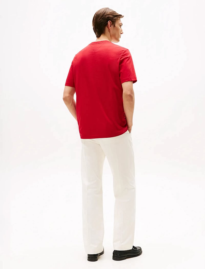 Tommy Hilfiger - HILFIGER CHEST INSERT TEE - kortärmade t-shirts - medium red - 2