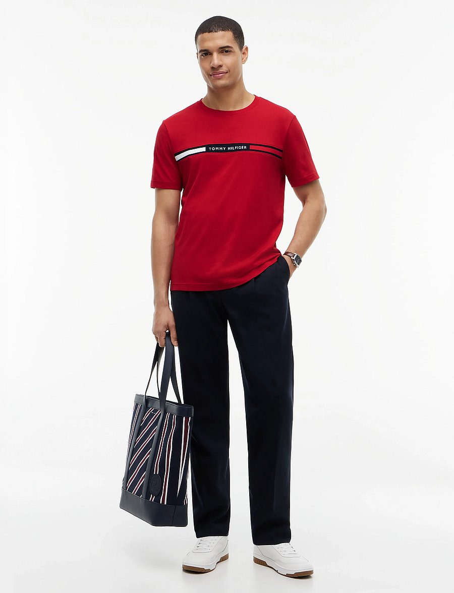 Tommy Hilfiger - HILFIGER CHEST INSERT T-SHIRT - short-sleeved t-shirts - medium red - 4