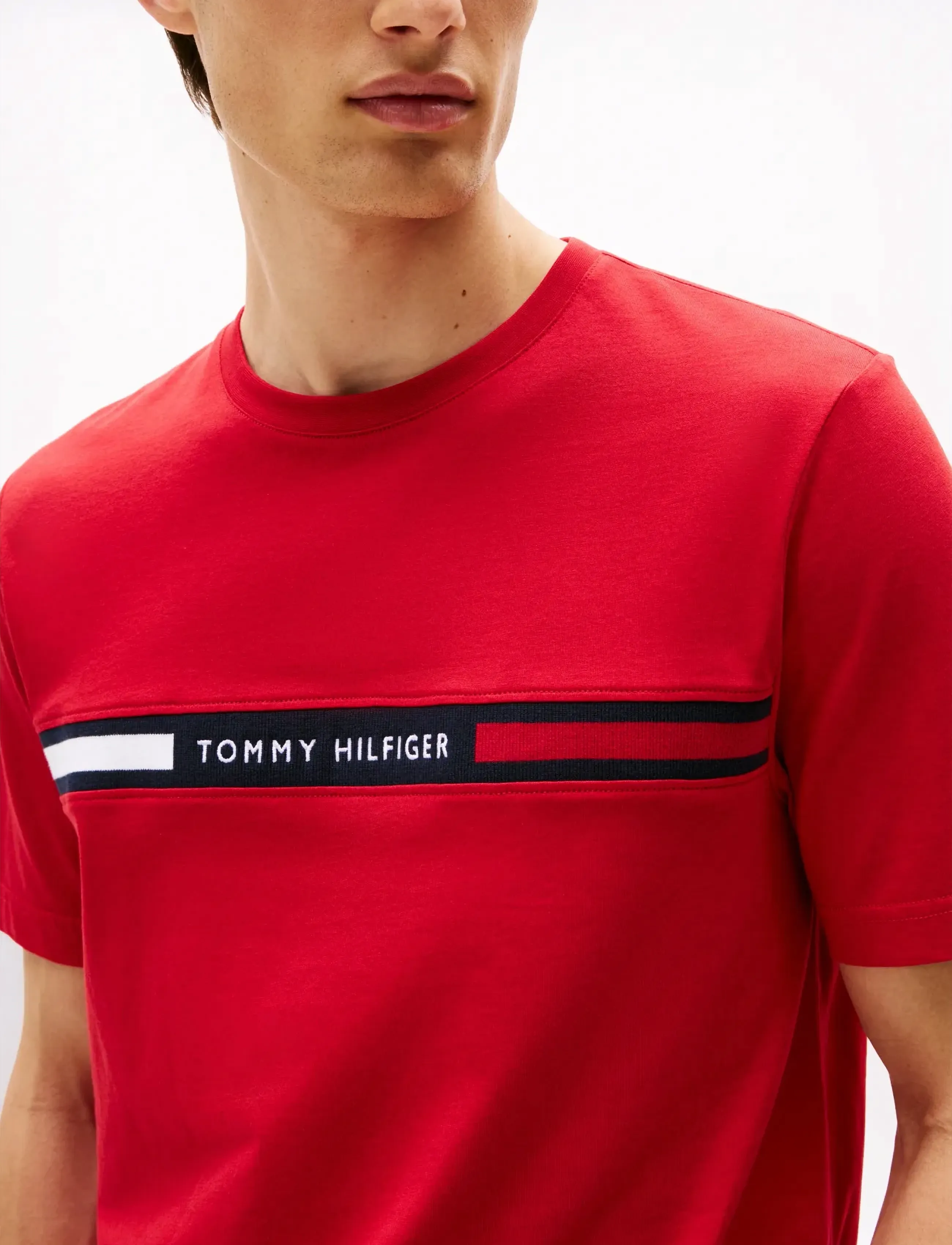 Tommy Hilfiger - HILFIGER CHEST INSERT TEE - kurzärmelig - medium red - 4