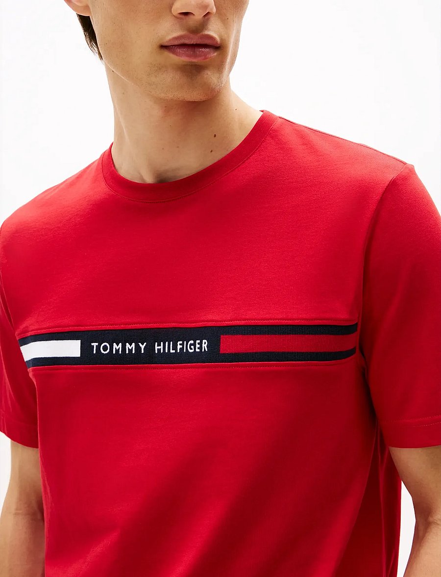 Tommy Hilfiger - HILFIGER CHEST INSERT T-SHIRT - short-sleeved t-shirts - medium red - 5