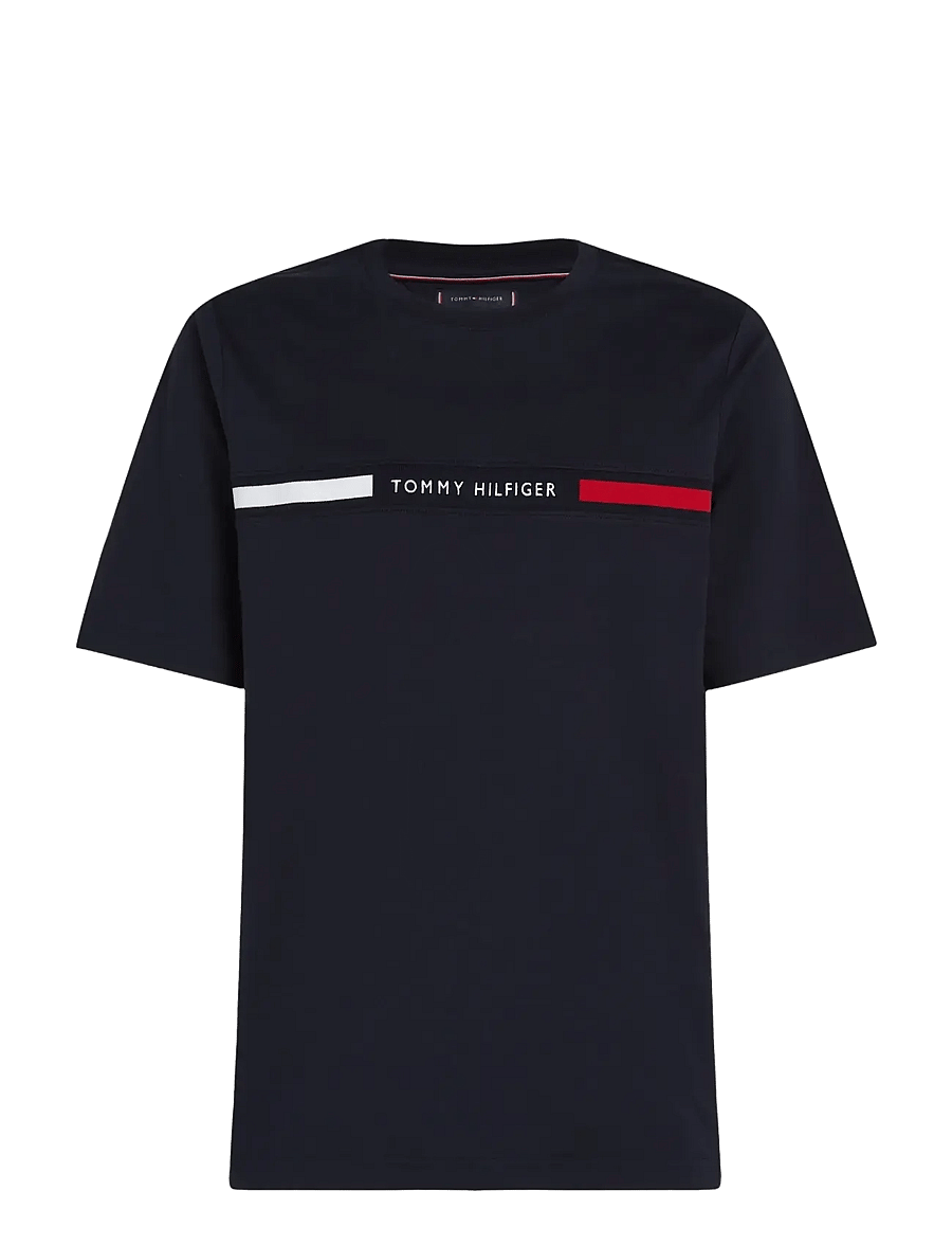 Tommy Hilfiger - HILFIGER CHEST INSERT TEE - kurzärmelige t-shirts - navy blue - 1