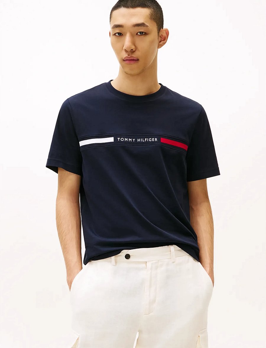 Tommy Hilfiger - HILFIGER CHEST INSERT TEE - kurzärmelige t-shirts - navy blue - 0