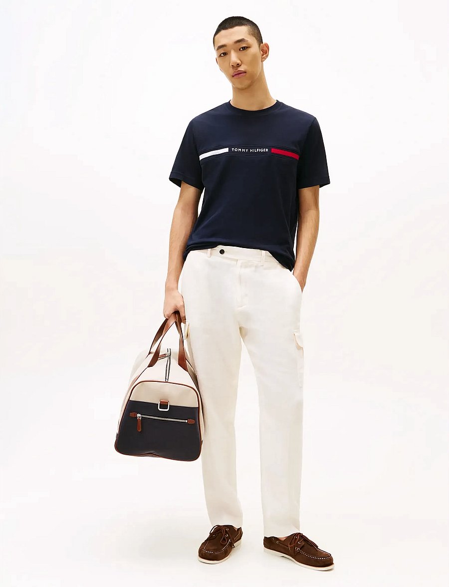 Tommy Hilfiger - HILFIGER CHEST INSERT TEE - kurzärmelige t-shirts - navy blue - 4