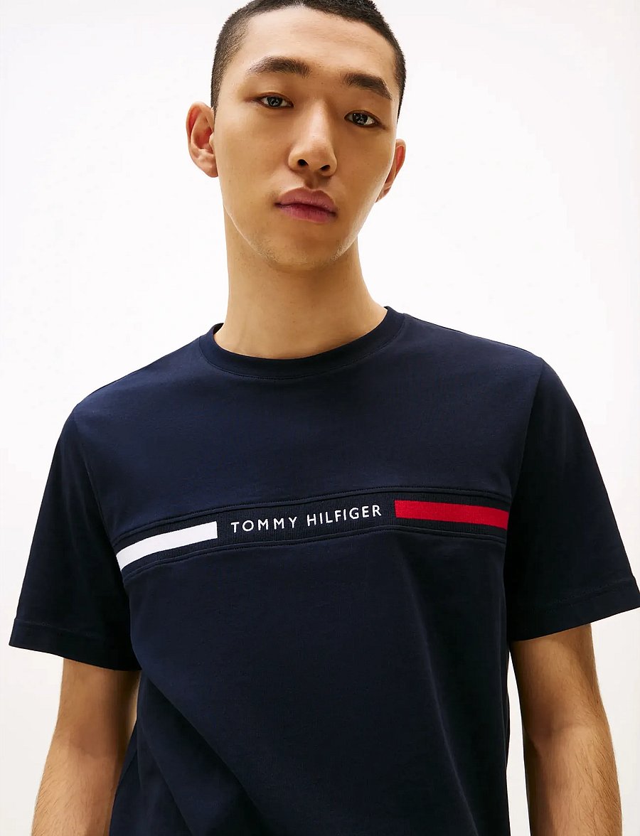 Tommy Hilfiger - HILFIGER CHEST INSERT TEE - kurzärmelige t-shirts - navy blue - 5