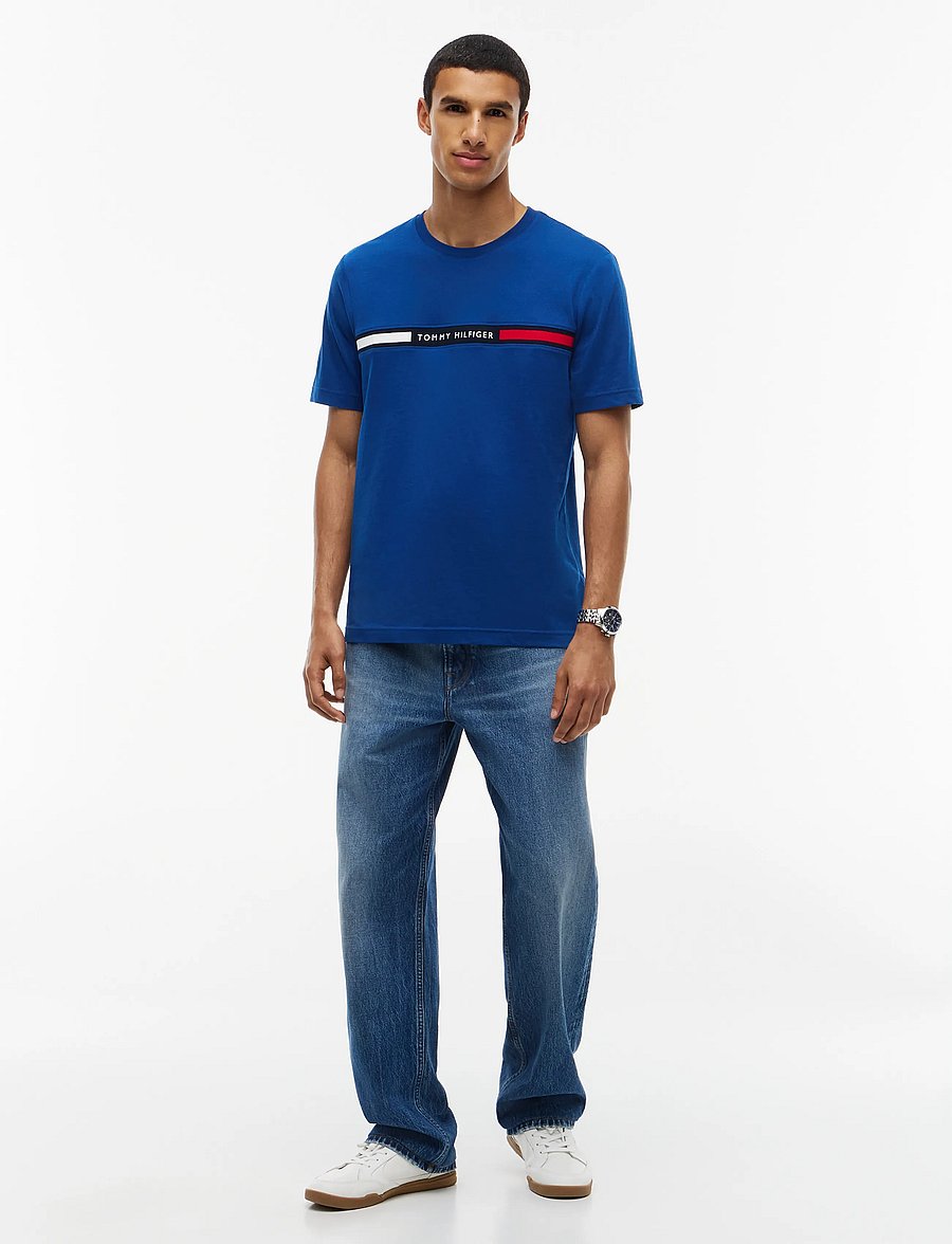 Tommy Hilfiger - HILFIGER CHEST INSERT T-SHIRT - short-sleeved t-shirts - opulent blue - 4