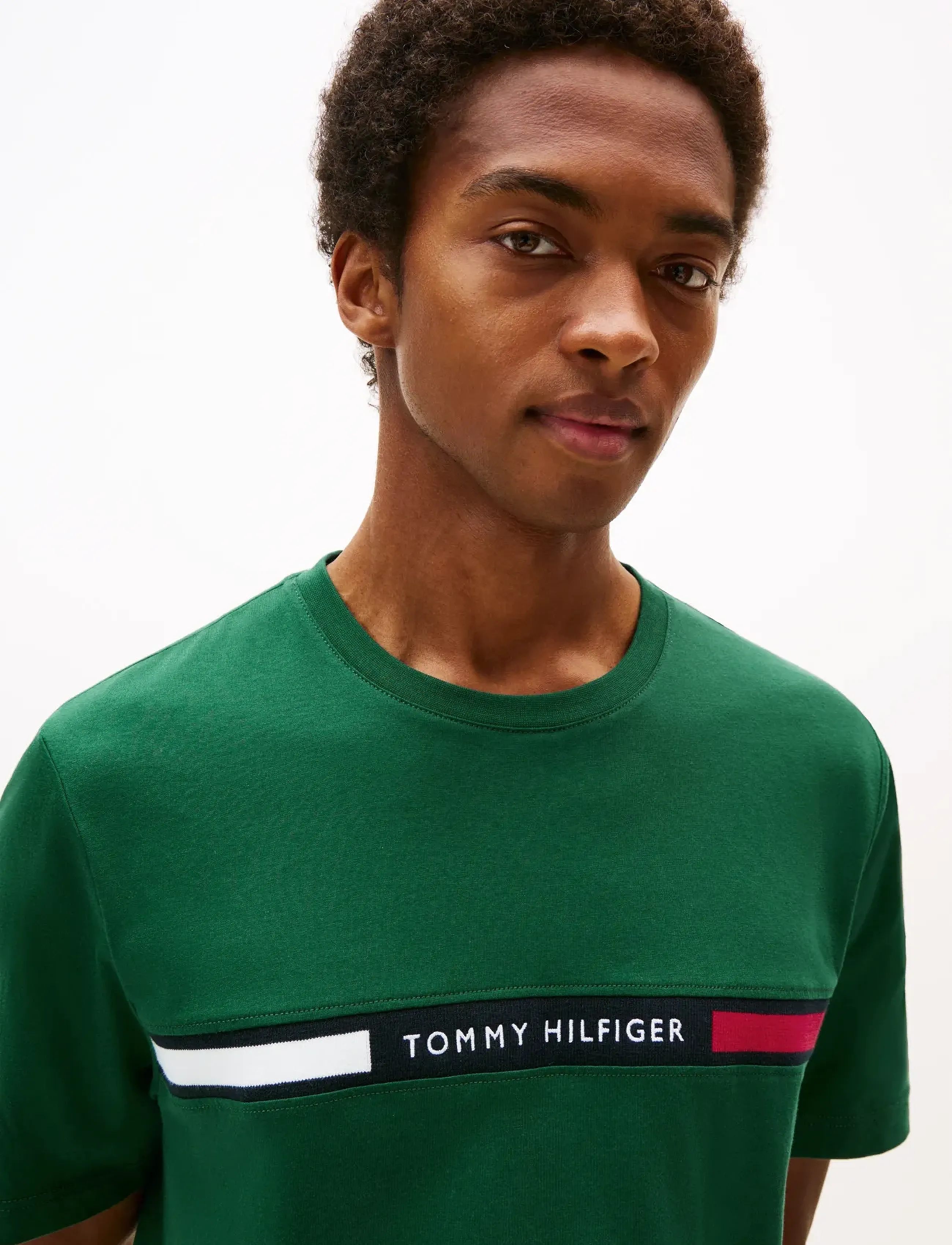Tommy Hilfiger - HILFIGER CHEST INSERT TEE - short-sleeved t-shirts - ornamental green - 4