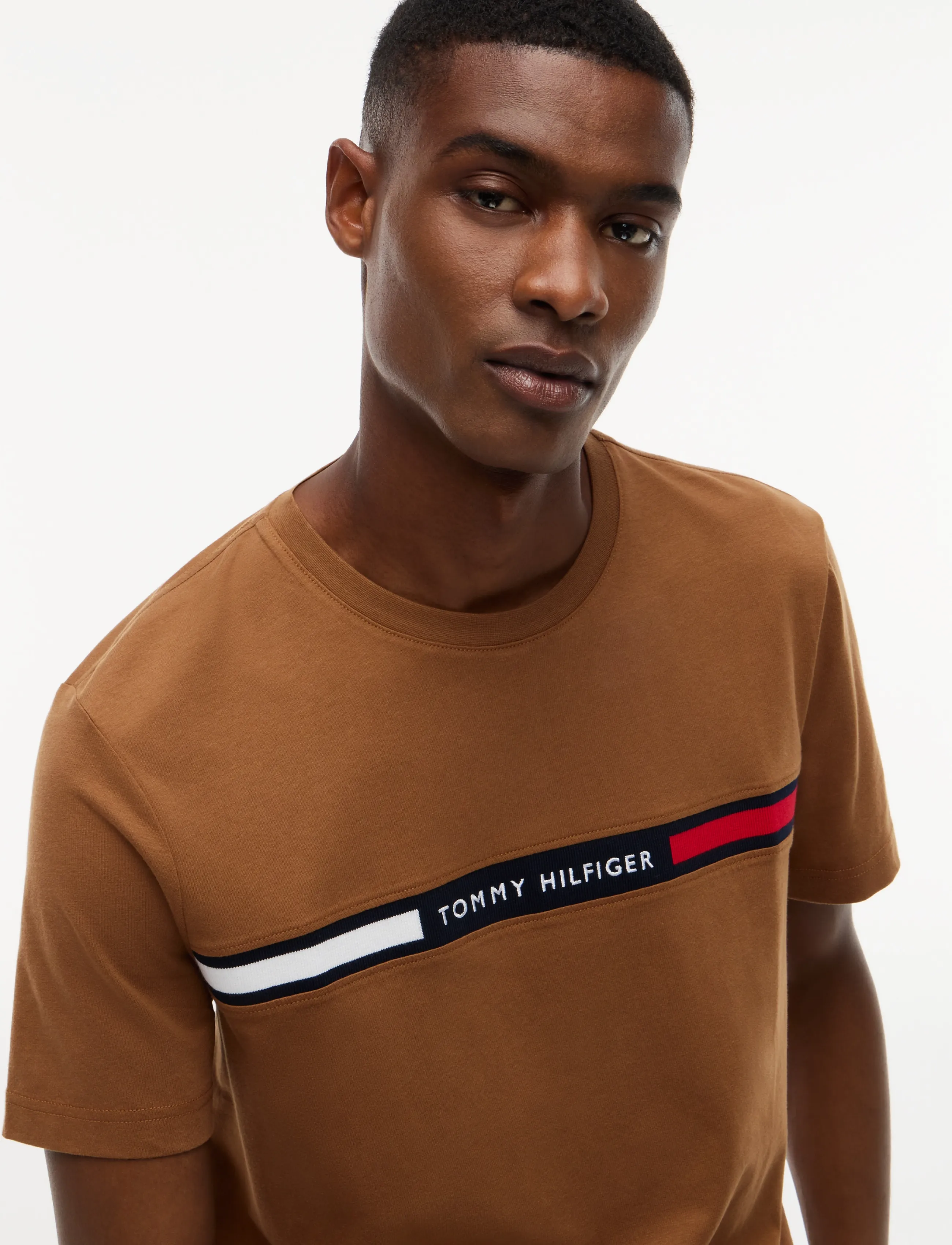 Tommy Hilfiger - HILFIGER CHEST INSERT TEE - kurzärmelige t-shirts - timeless tawny - 3