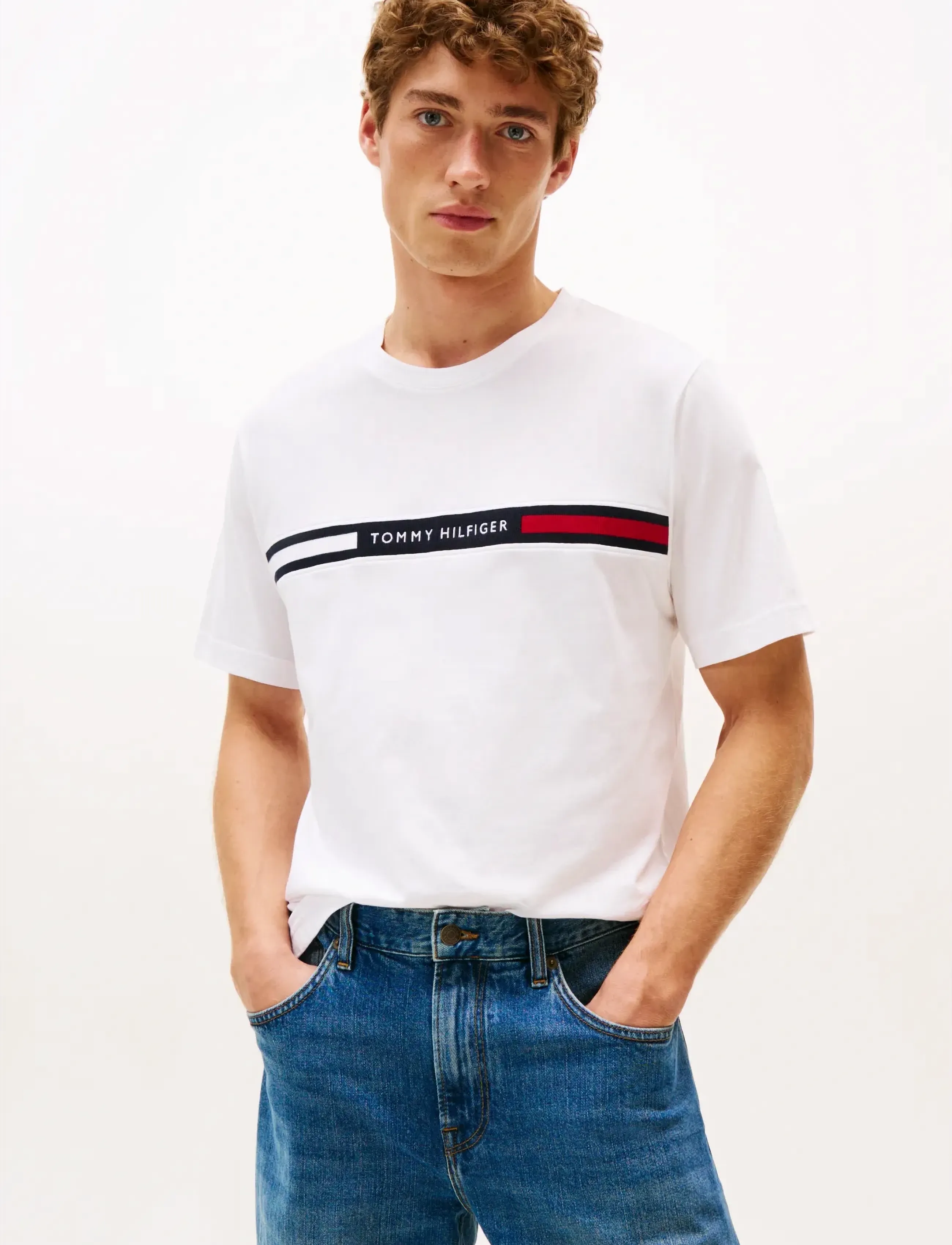 Tommy Hilfiger HILFIGER CHEST INSERT TEE - Clothing - WHITE / white