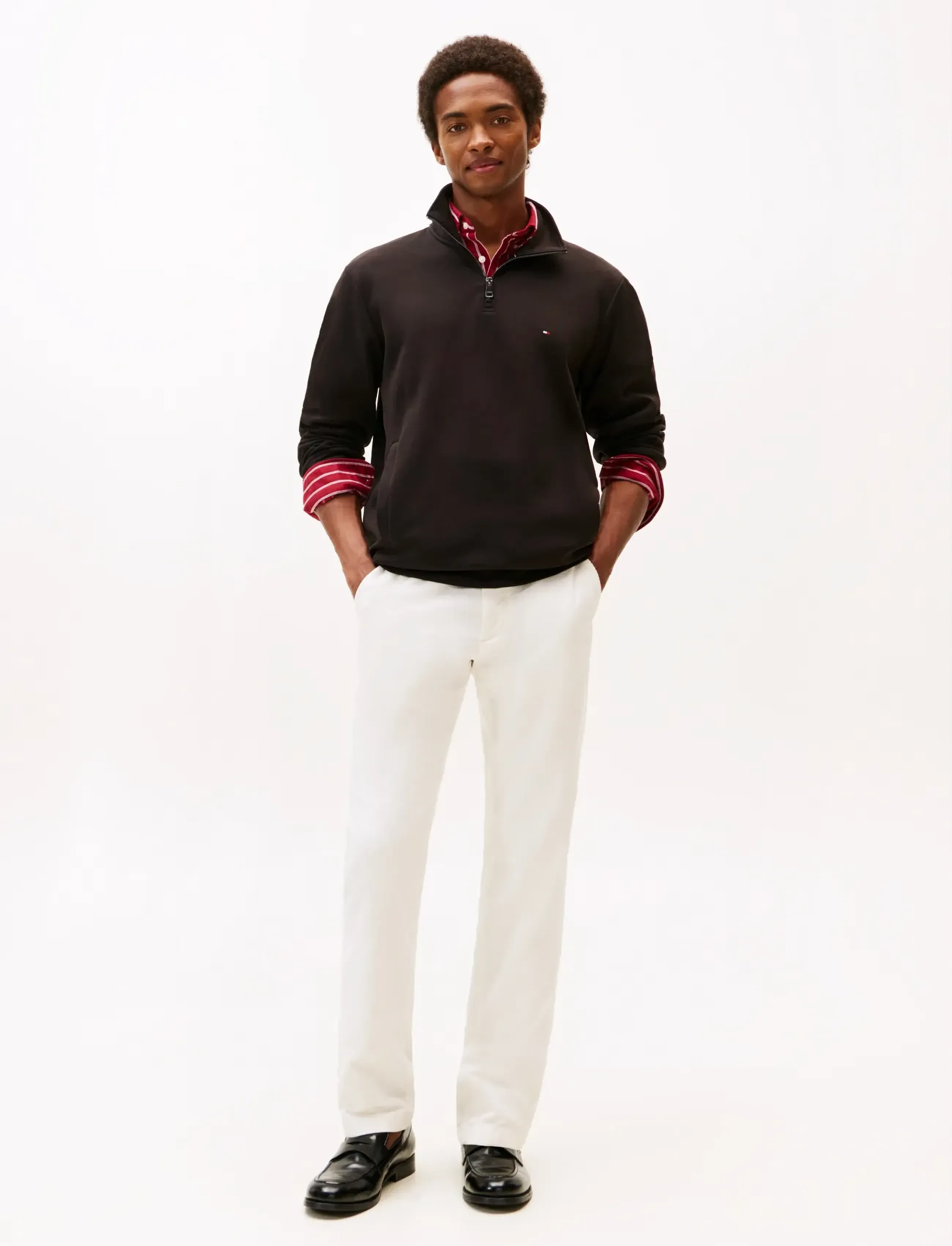 Tommy Hilfiger ESSENTIAL INTECHNO 1/4 ZIP - Strickmode - BLACK / black