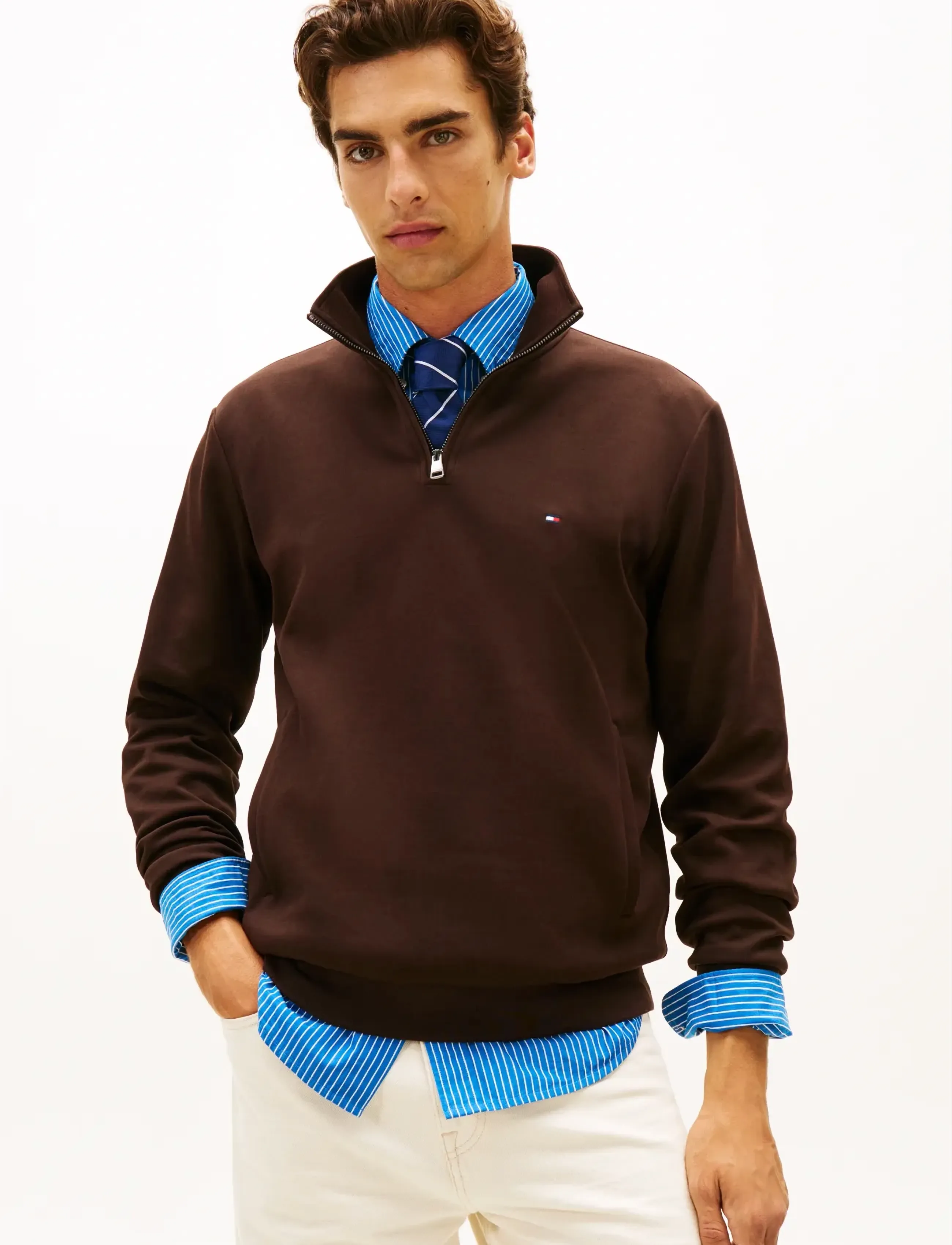 Tommy Hilfiger ESSENTIAL INTECHNO 1/4 ZIP - Tommy Hilfiger - CHOCOLATE / brown