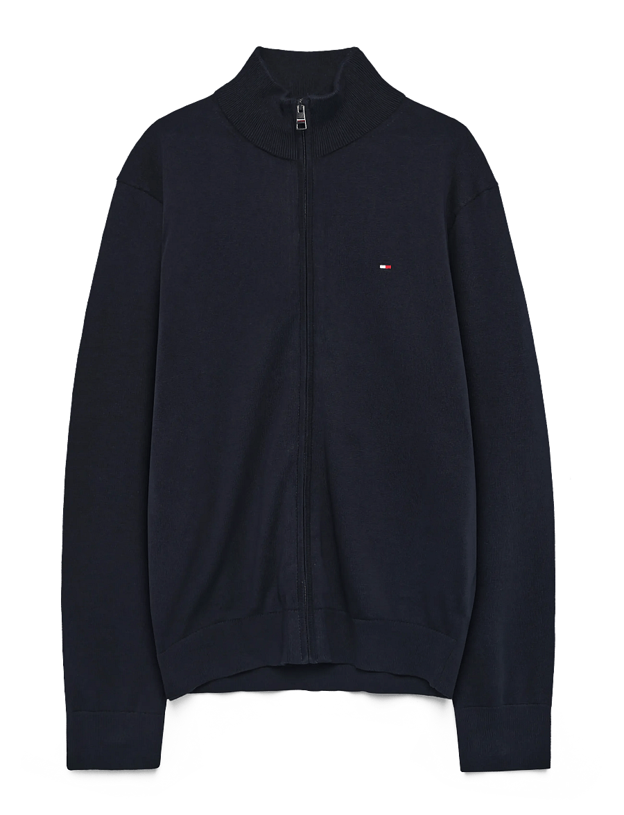 Tommy Hilfiger - ESSENTIAL COTTON ZIP THRU - pullover mit durchgehendem reißverschluss - navy blue ivory petal tipping - 2